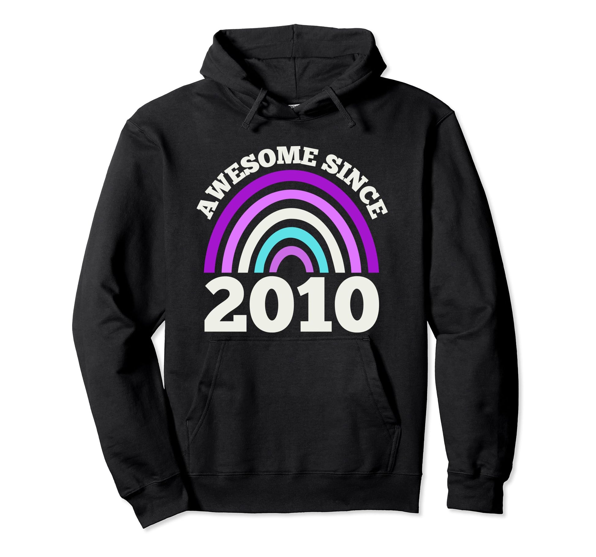 Awesome Since 2010 Purple Rainbow 12Th Hoodie - Minimalist Print Unisex - T-Shirt, Sweatshirt, Hoodie