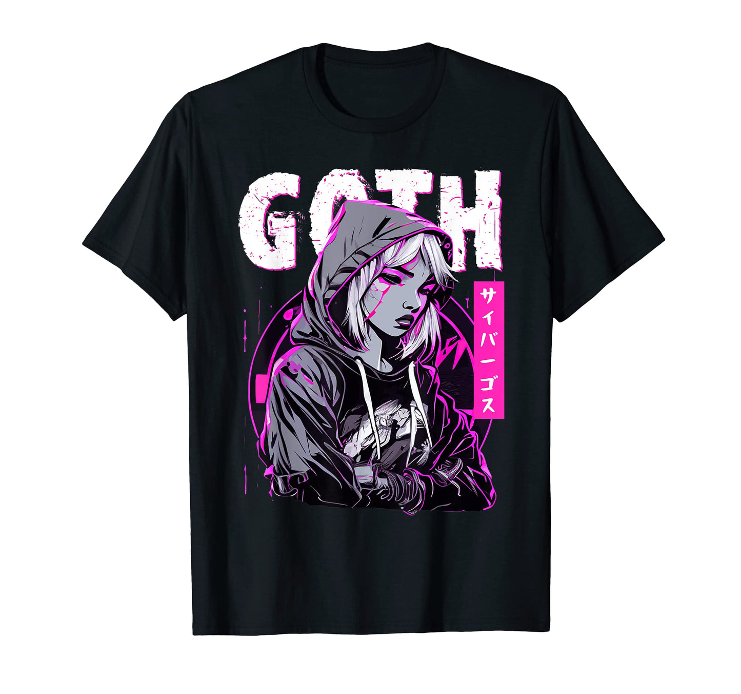 Gothic Sad Anime Japanese Cybergoth T-Shirt - Minimalist Print for Adults - T-Shirt, Sweatshirt, Hoodie