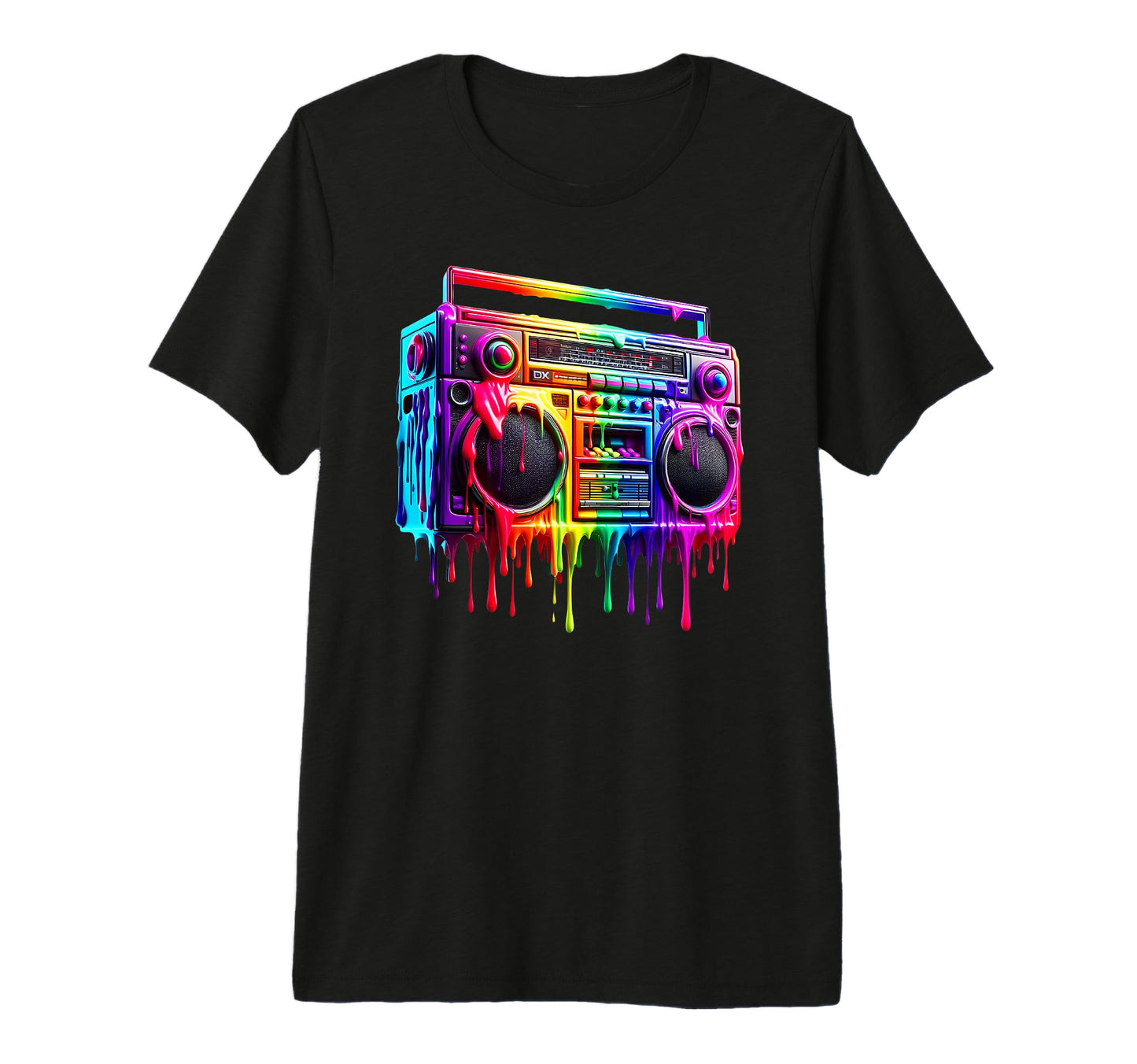 Dripping Paint Boombox Old School 80S T-Shirt - Novelty Apparel Unisex - T-Shirt, Sweatshirt, Hoodie