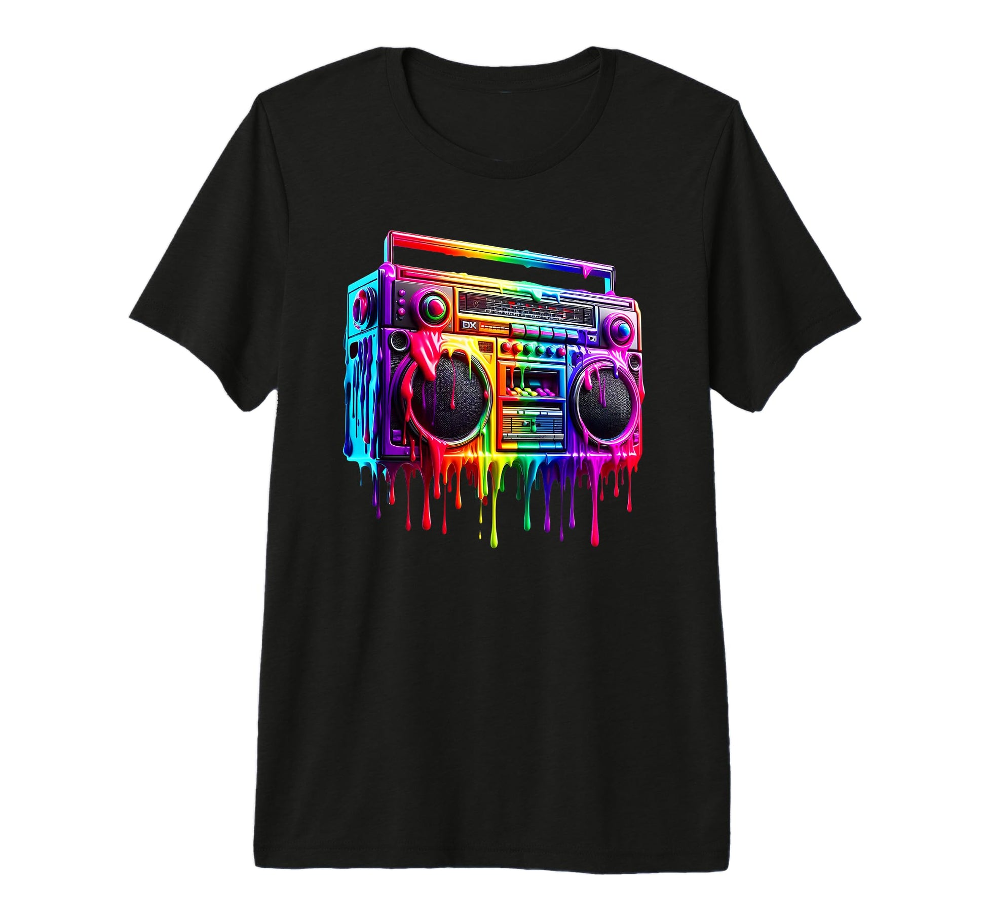 Dripping Paint Boombox Old School 80S T-Shirt - Novelty Apparel Unisex - T-Shirt, Sweatshirt, Hoodie