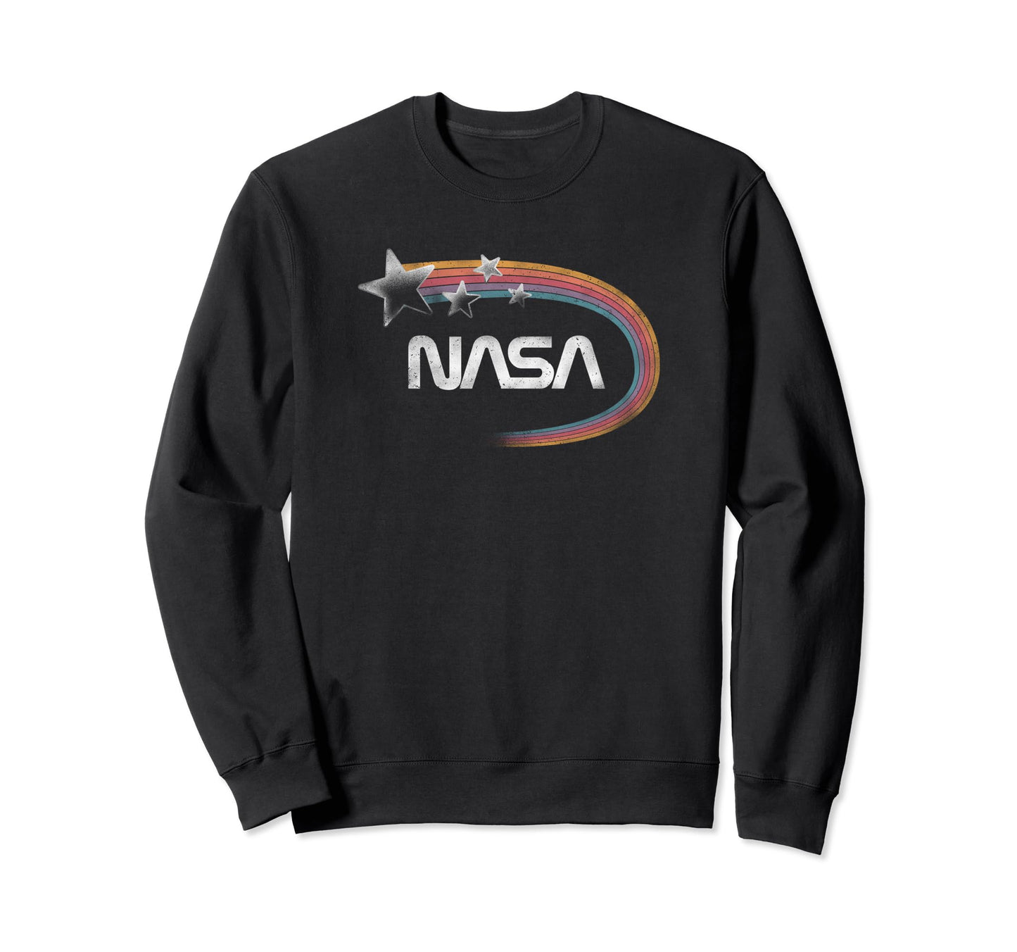 Nasa Faded Rainbow Stars White Worm Sweatshirt - Graphic Print Men Women - T-Shirt, Sweatshirt, Hoodie