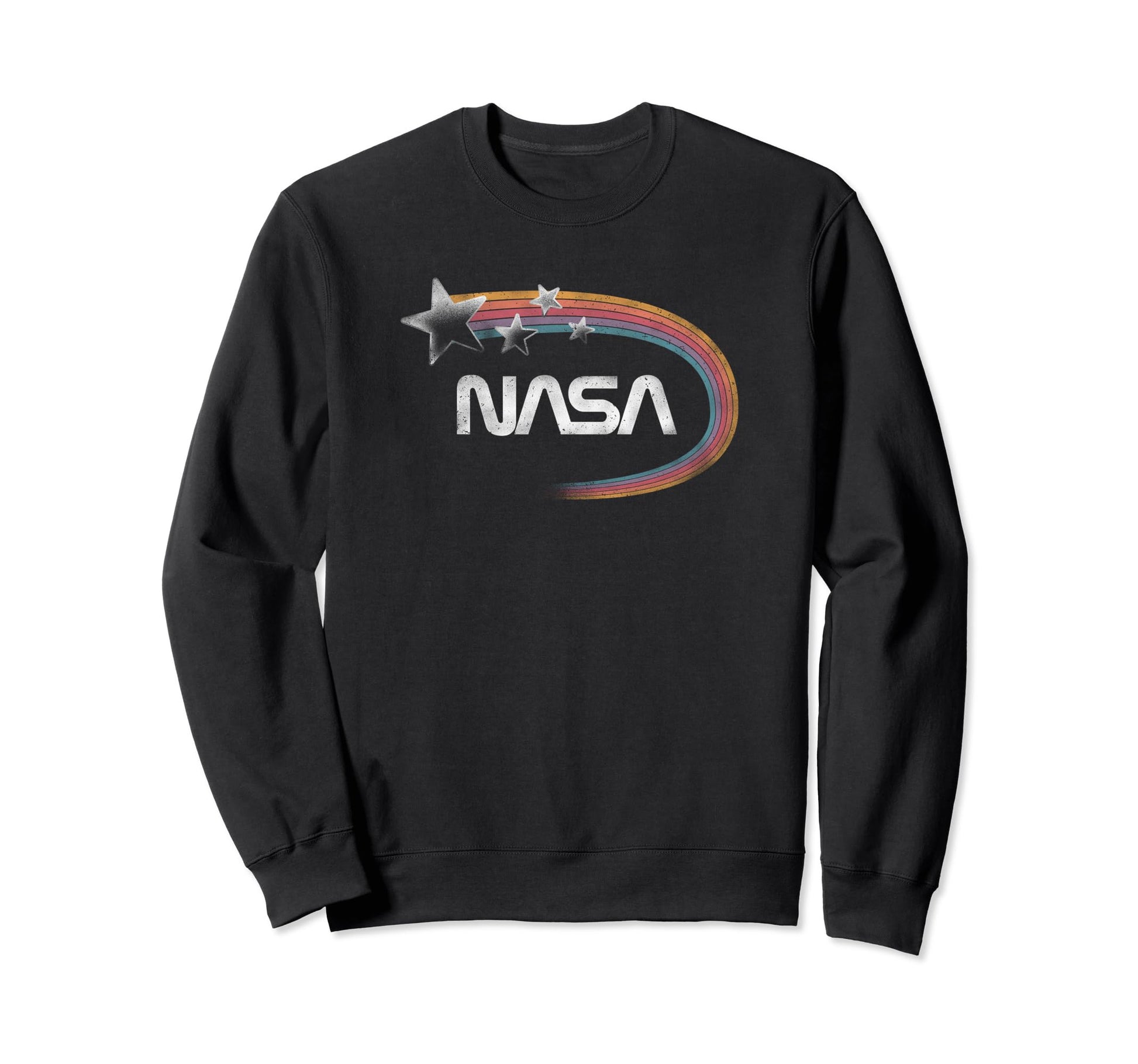 Nasa Faded Rainbow Stars White Worm Sweatshirt - Graphic Print Men Women - T-Shirt, Sweatshirt, Hoodie
