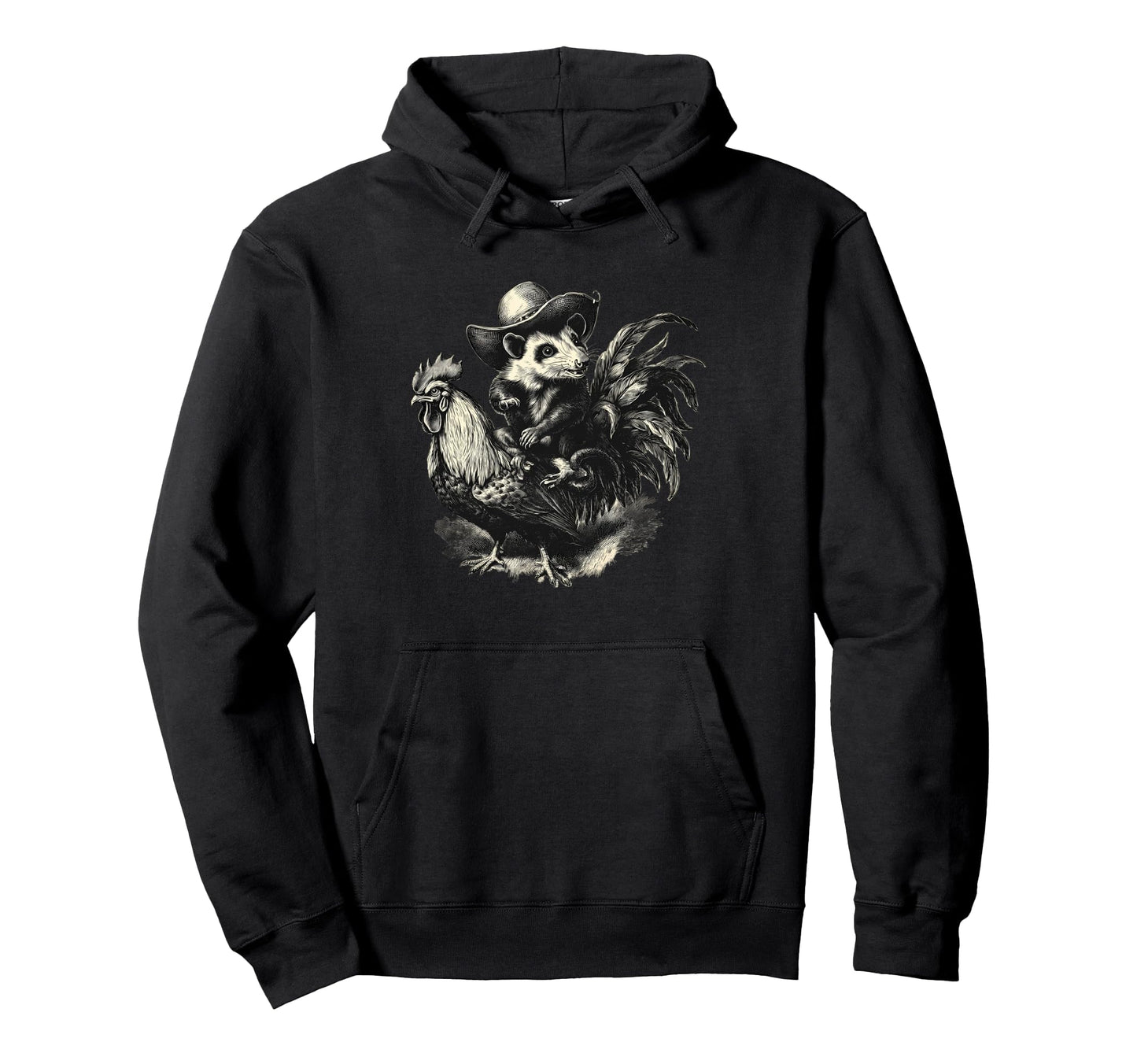 Country Cowboy Opossum Rodeo Possum Hoodie - Graphic Print for Adults - T-Shirt, Sweatshirt, Hoodie