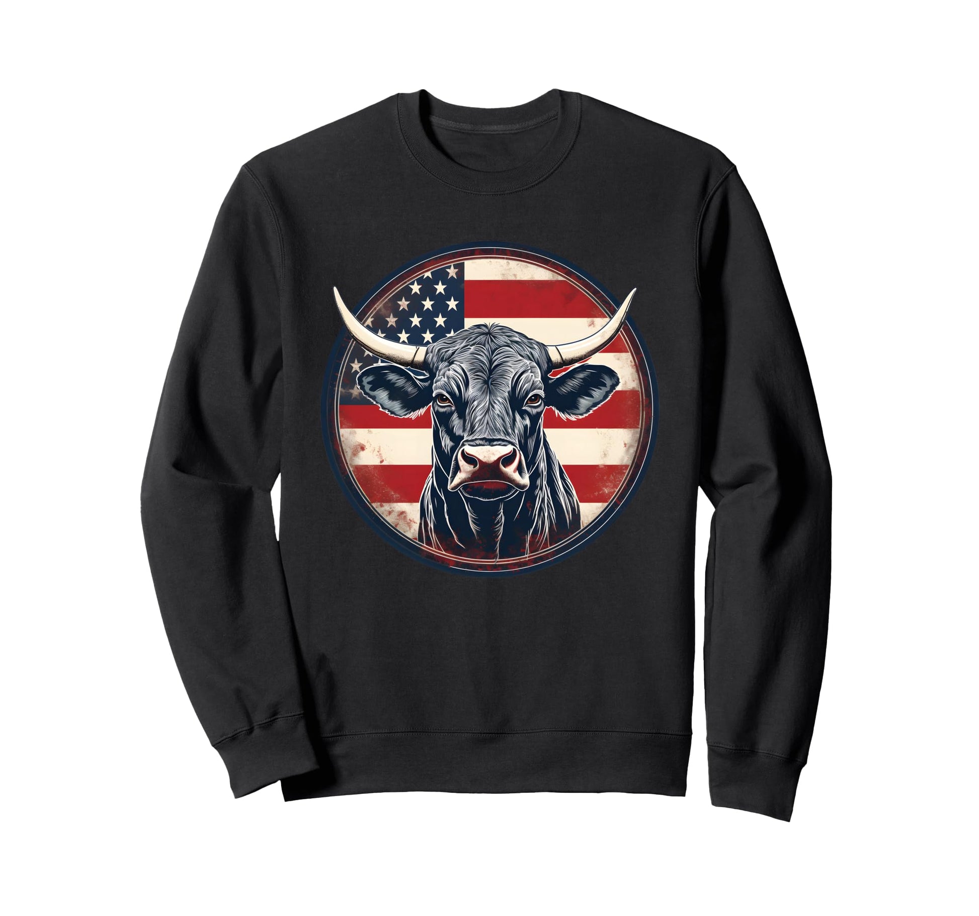 Bull American Flag Rodeo Sweatshirt - Novelty Apparel for Adults - T-Shirt, Sweatshirt, Hoodie