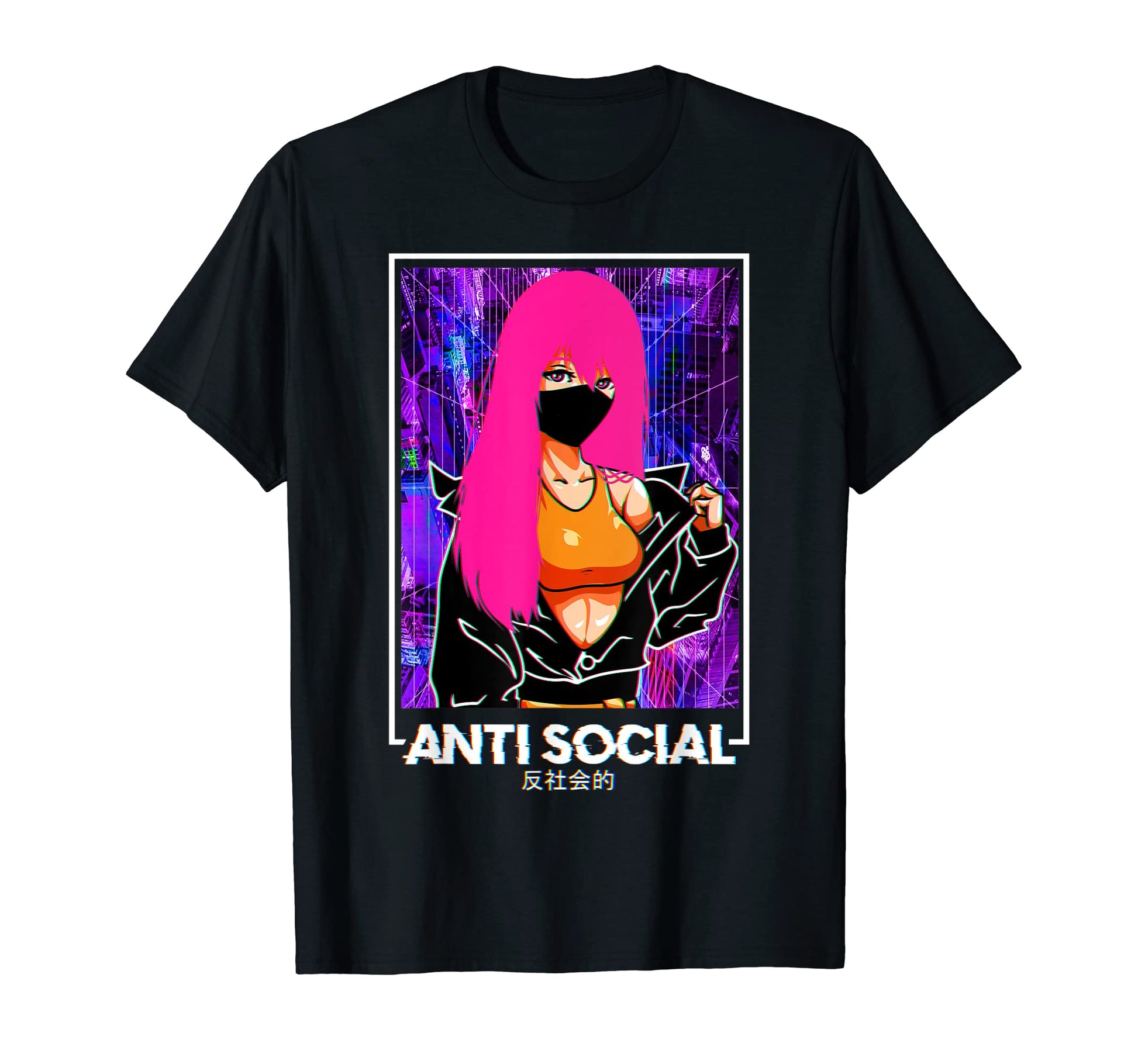 Anti Social Anime Vaporwave Japanese T-Shirt - Trendy Graphic Men Women - T-Shirt, Sweatshirt, Hoodie