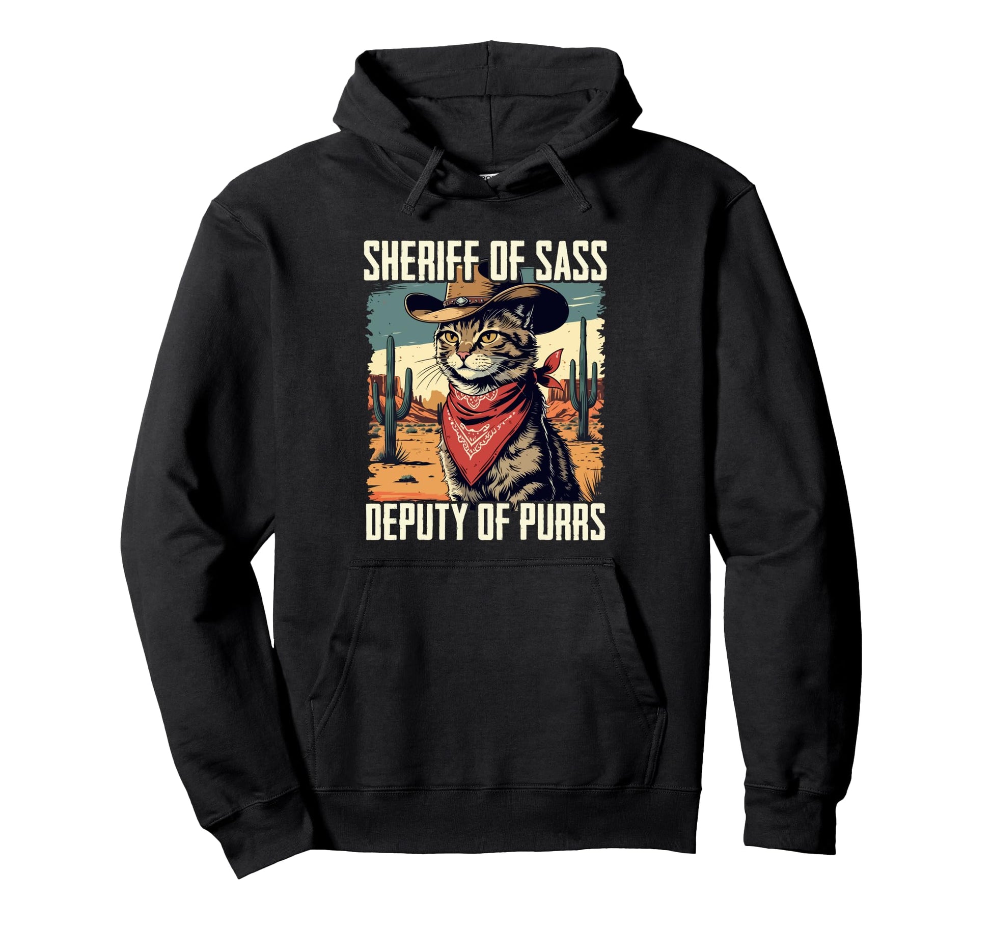 Funny Sheriff Cat Meme Cowboy Hoodie - Aesthetic Graphic Unisex - T-Shirt, Sweatshirt, Hoodie