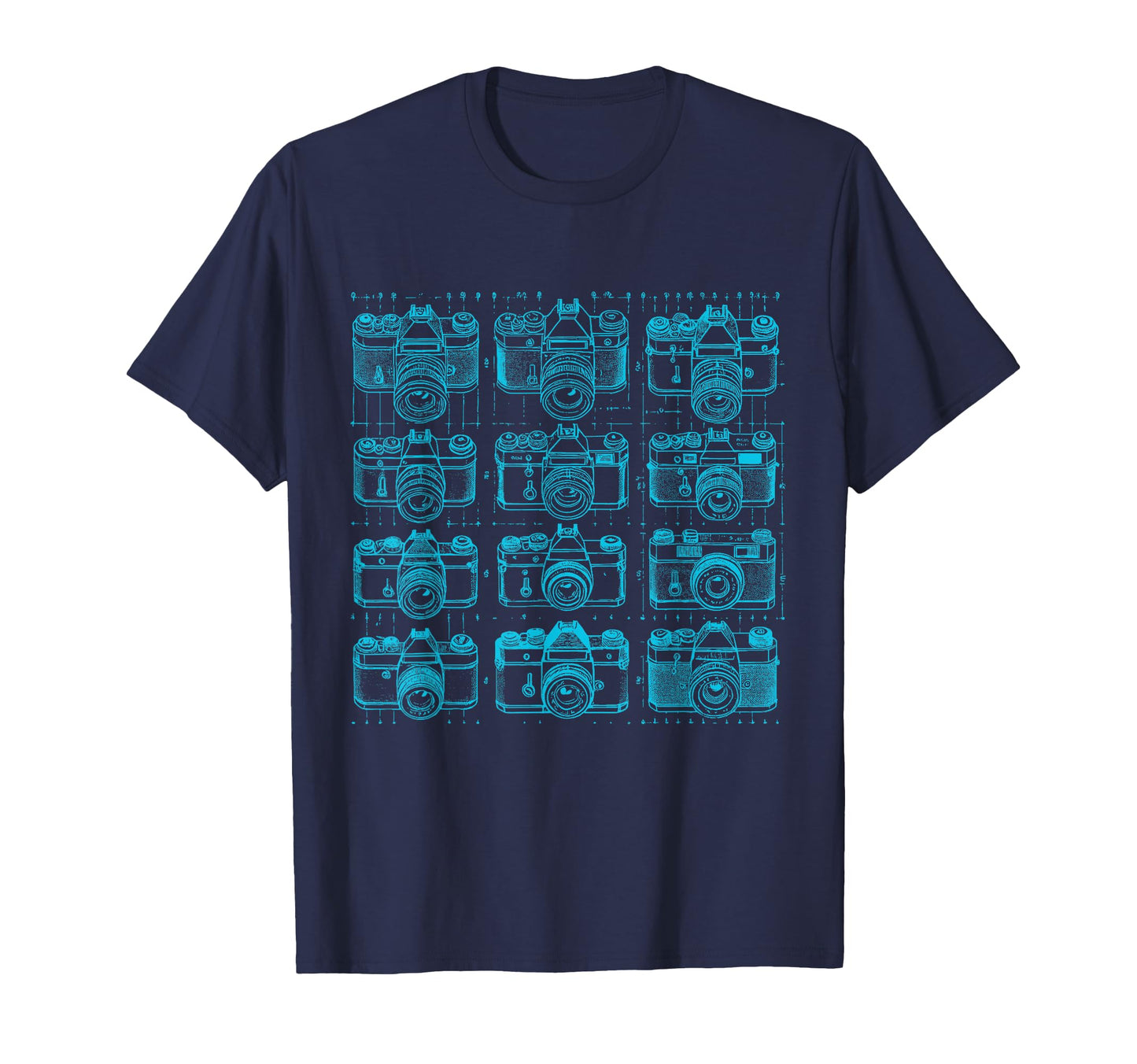 Camera Grid Light Blue T-Shirt - Fun Novelty Design Men Women - T-Shirt, Sweatshirt, Hoodie