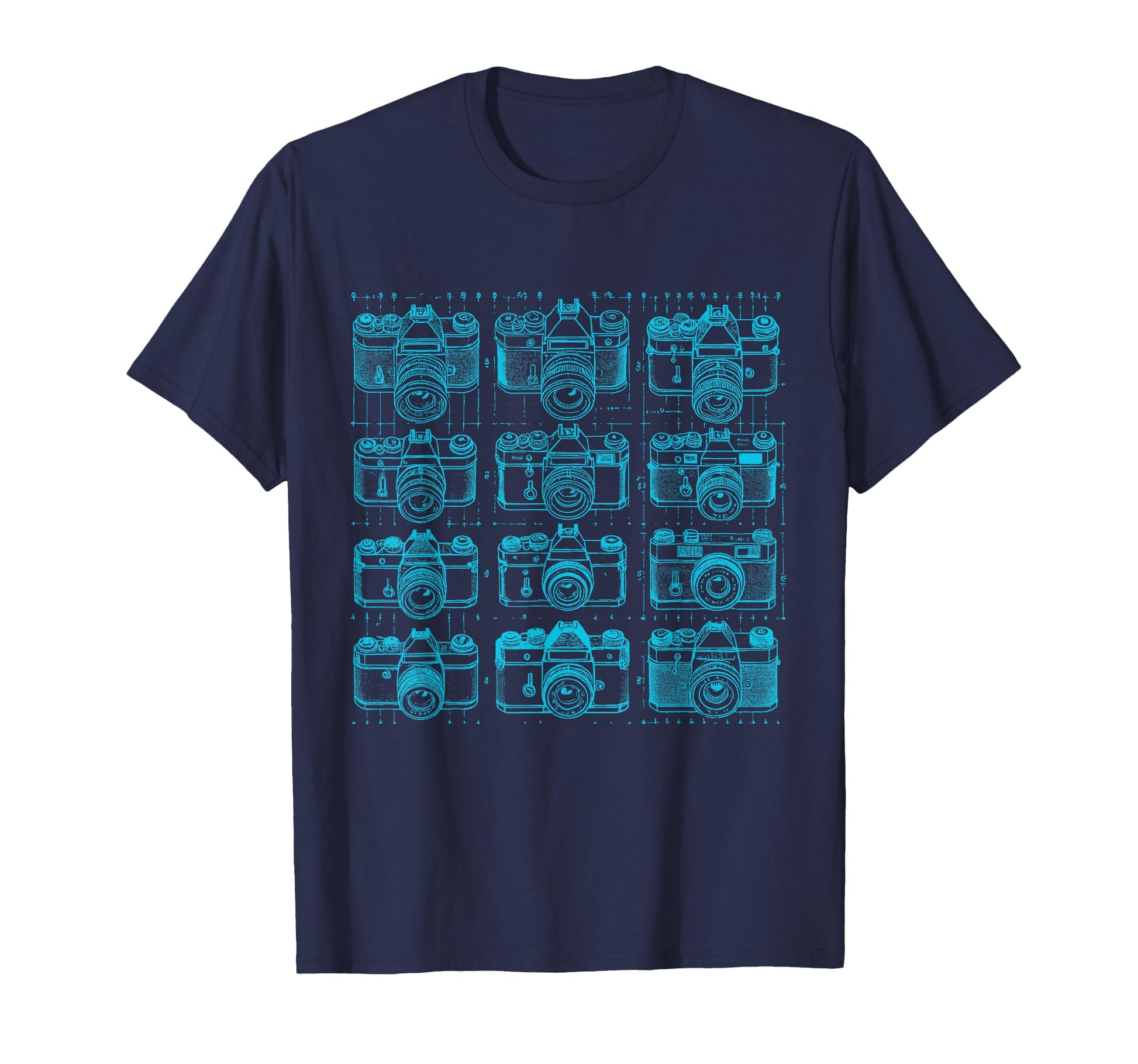 Camera Grid Light Blue T-Shirt - Fun Novelty Design Men Women - T-Shirt, Sweatshirt, Hoodie