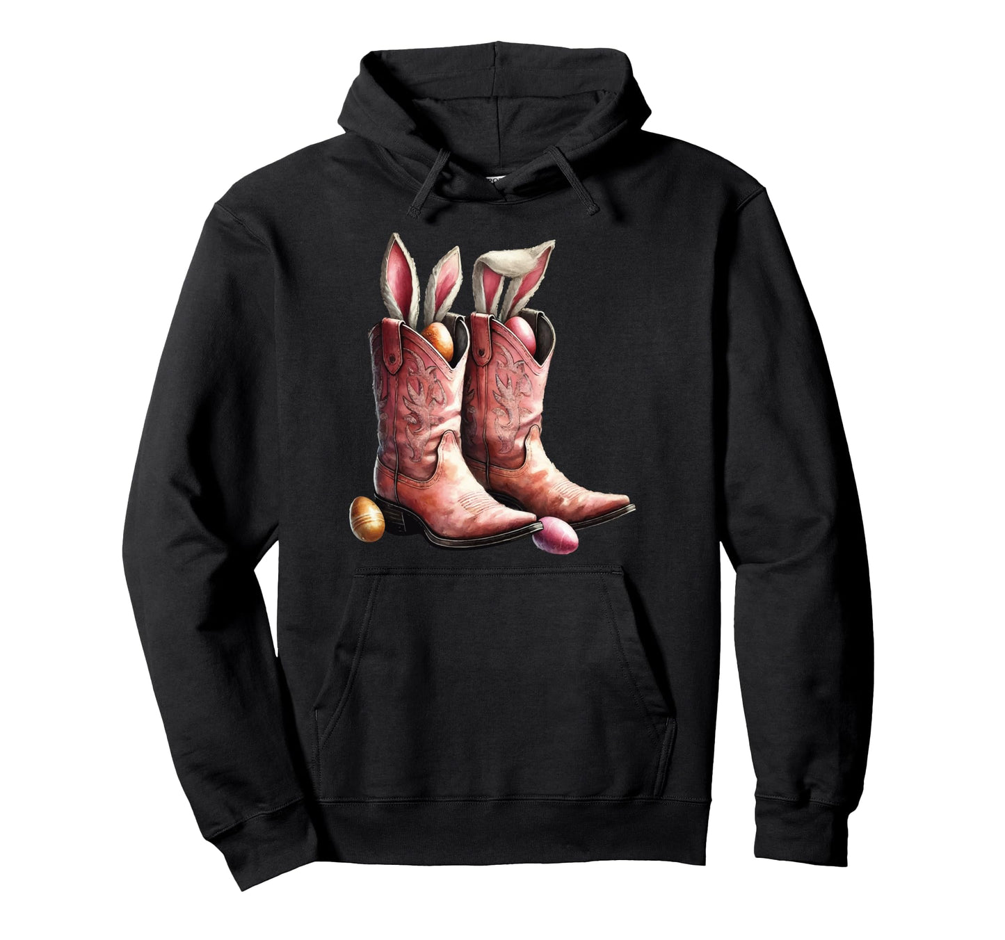 Easter Cowboy Boots Eggs Rabbit Hoodie - Minimalist Print Unisex - T-Shirt, Sweatshirt, Hoodie