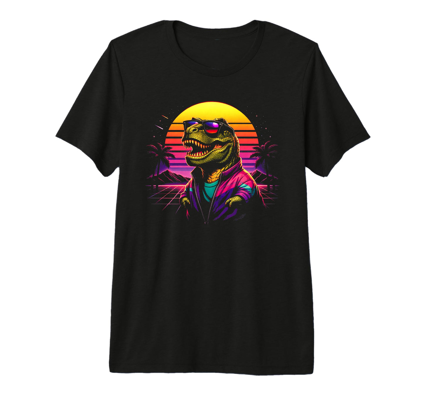 80S Synthwave T Rex Tyrannosaurus T-Shirt - Aesthetic Graphic Unisex - T-Shirt, Sweatshirt, Hoodie