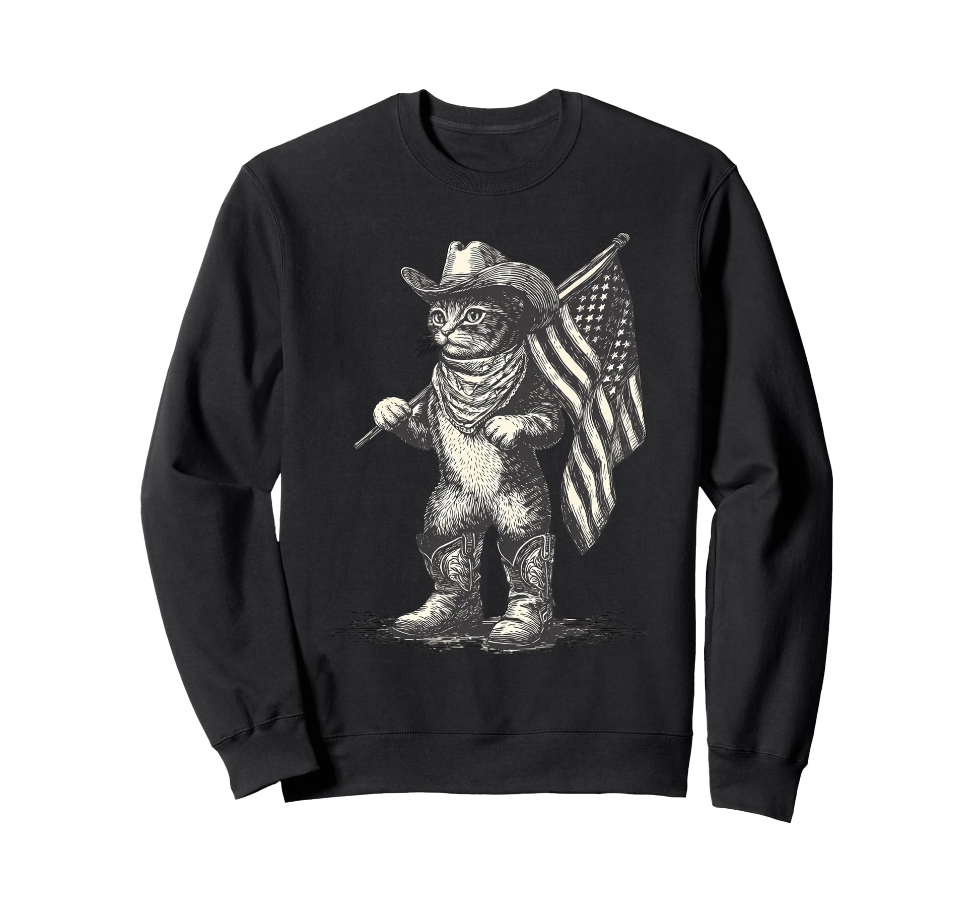 Cat Cowboy Western Country Cowgirl Sweatshirt - Fun Novelty Design Unisex - T-Shirt, Sweatshirt, Hoodie