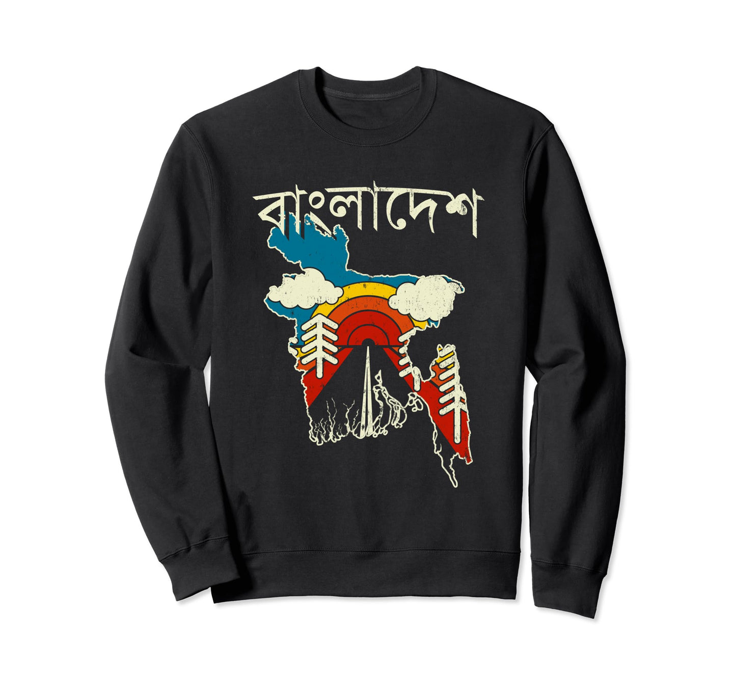 Bangladesh Bengali Letters Country Sweatshirt - Unique Graphic Men Women - T-Shirt, Sweatshirt, Hoodie