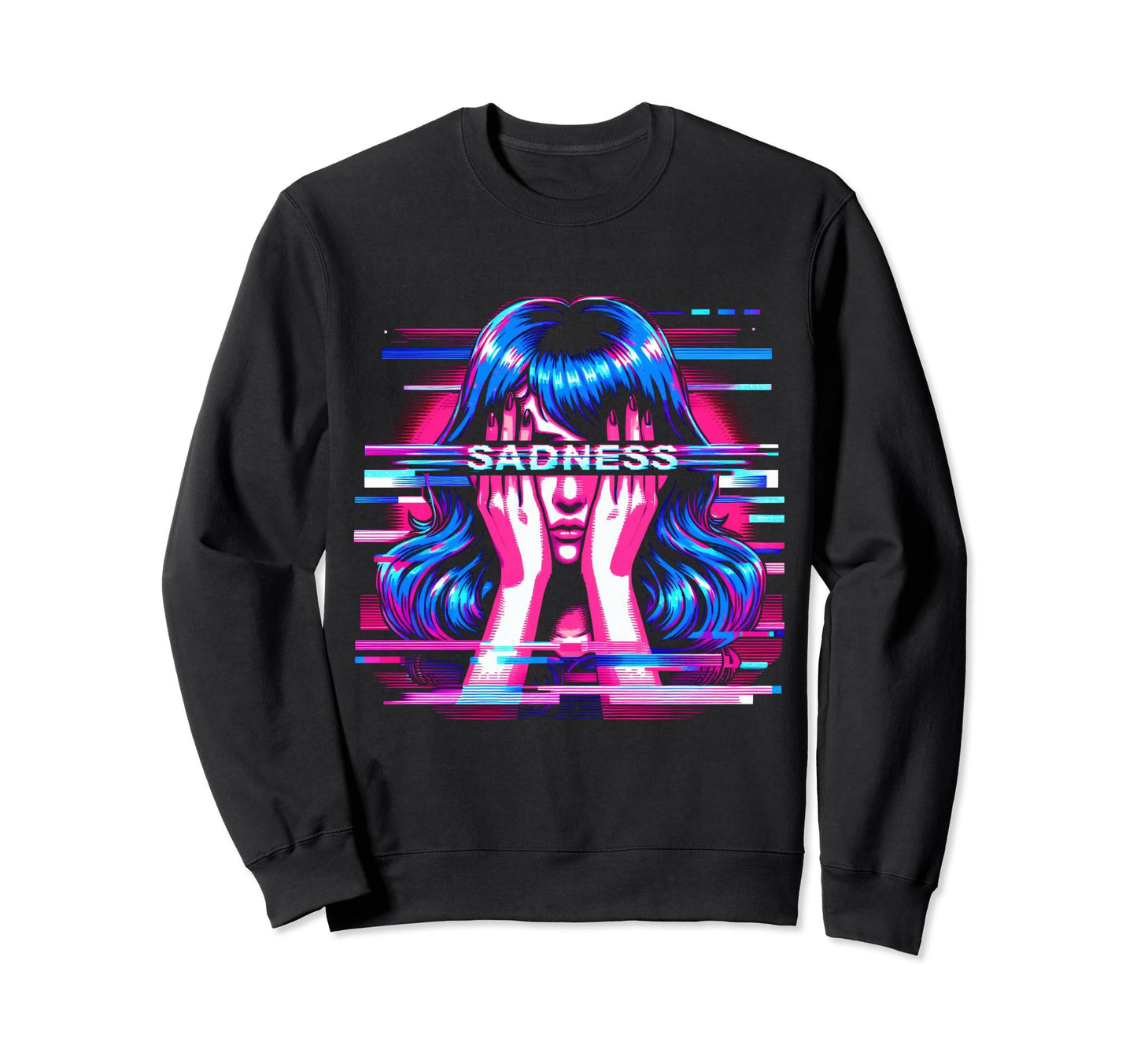 Vaporwave Aesthetic Sad Anime Otaku Sweatshirt - Graphic Print Men Women - T-Shirt, Sweatshirt, Hoodie