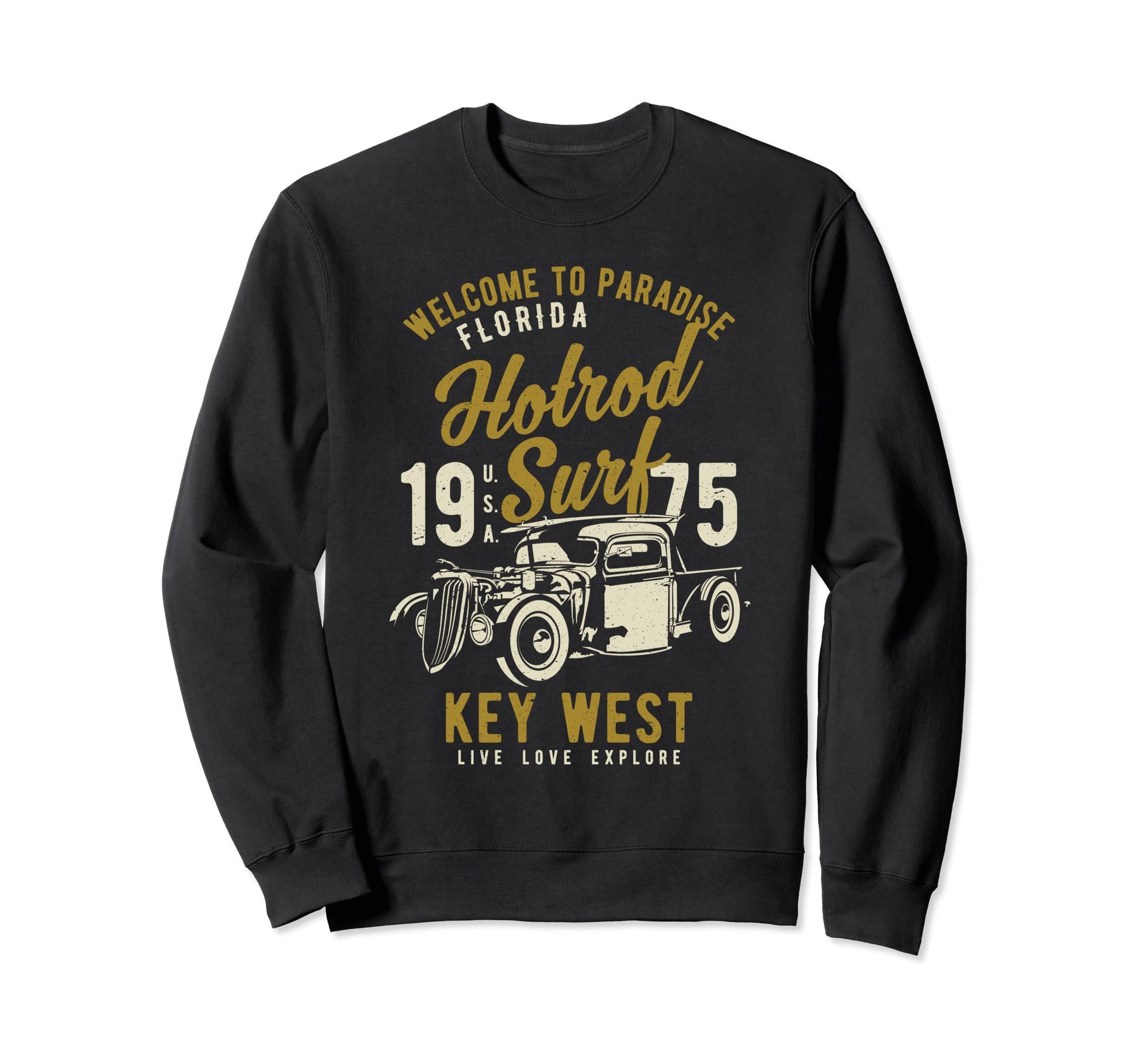 Key West Florida Hotrod Surf Sweatshirt - Aesthetic Graphic Men Women - T-Shirt, Sweatshirt, Hoodie