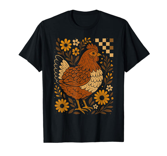 Boho Floral Fall Chicken Hen Chicken T-Shirt - Novelty Apparel Unisex - T-Shirt, Sweatshirt, Hoodie