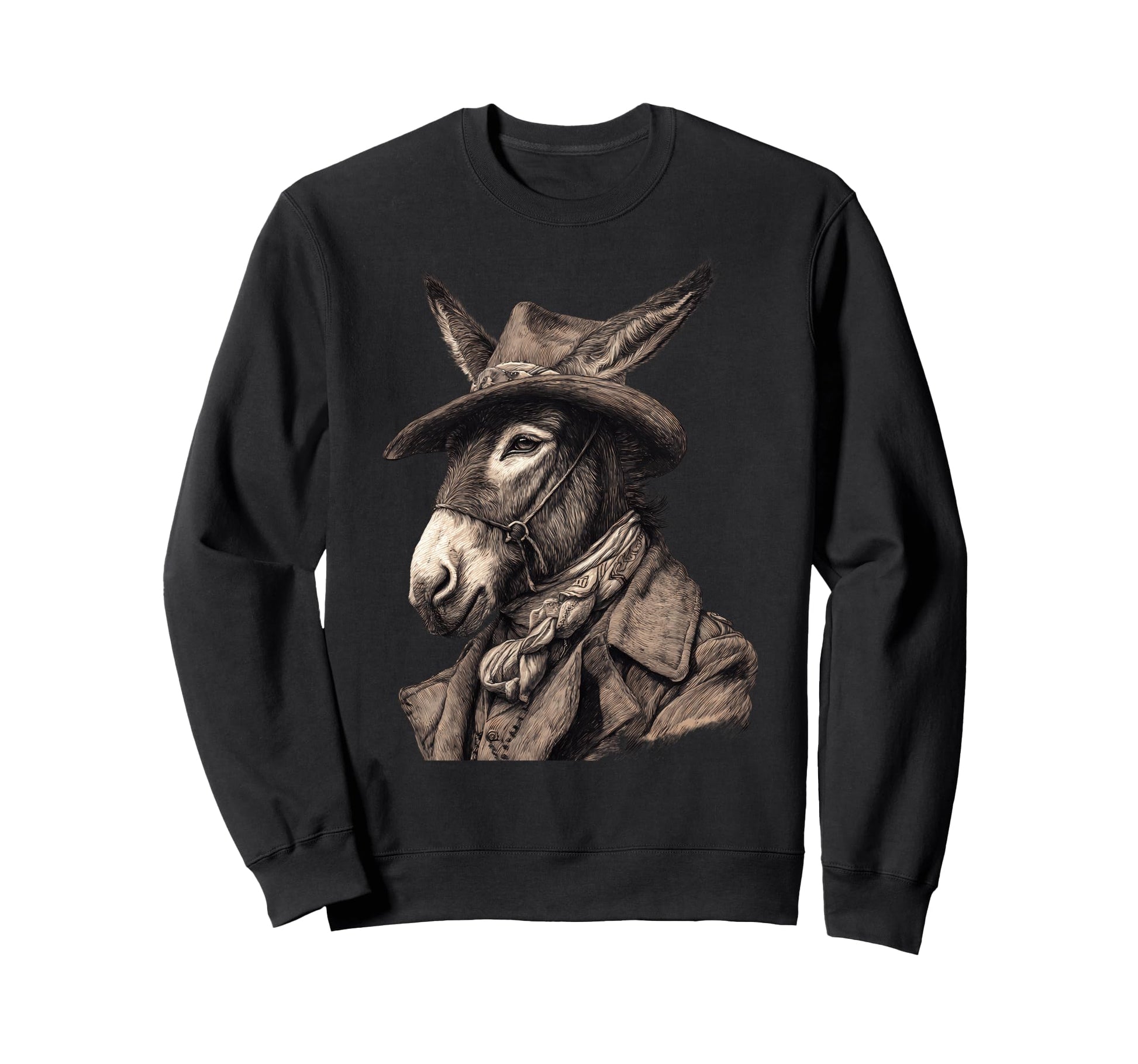 Country Cowboy Donkey Rodeo Cowgirl Sweatshirt - Unique Graphic for Adults - T-Shirt, Sweatshirt, Hoodie