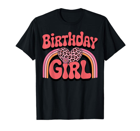 Birthday Groovy Rainbow Boho Leopard T-Shirt - Custom Art Print Men Women - T-Shirt, Sweatshirt, Hoodie
