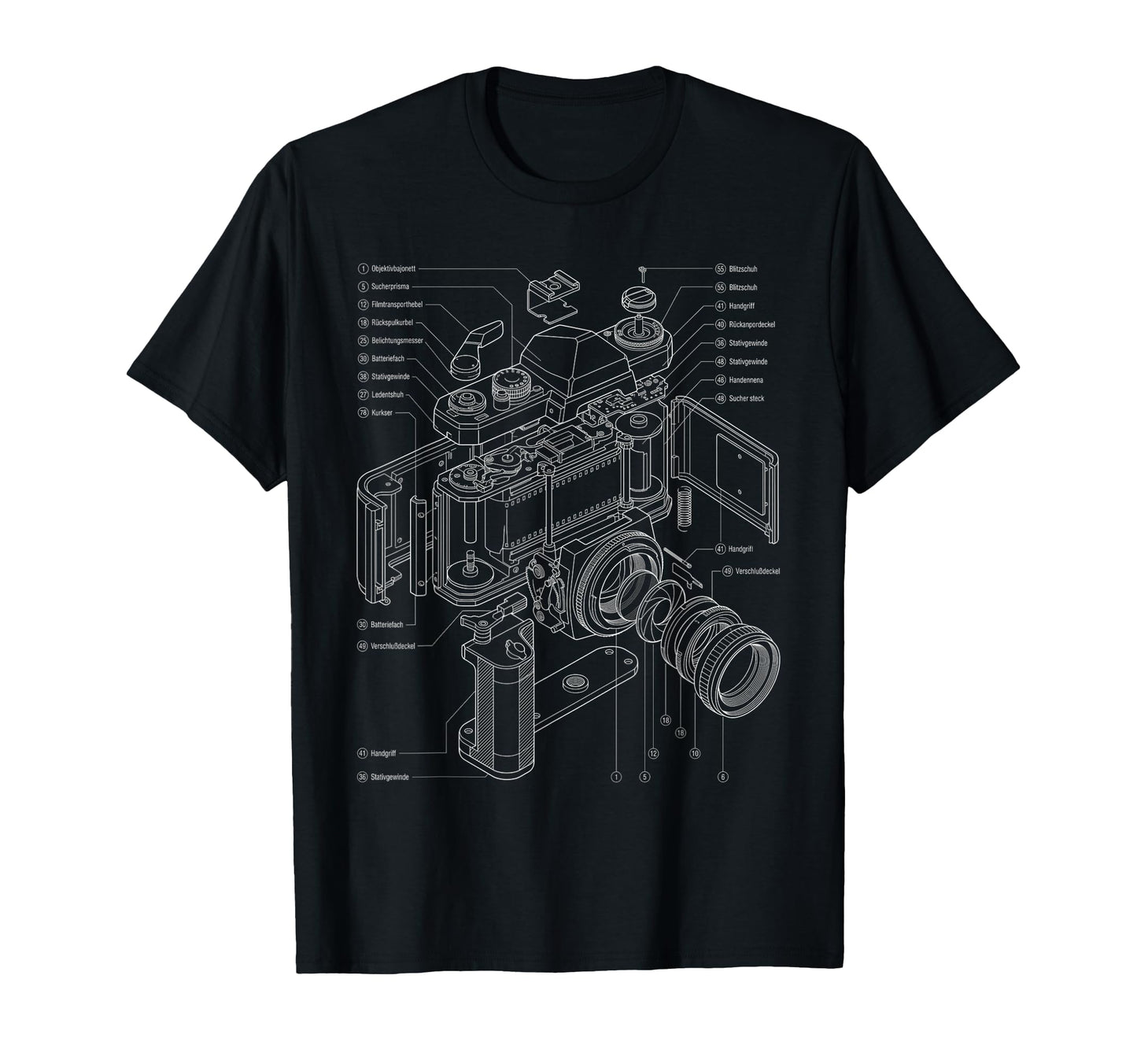 Camera Schematic Film Photography T-Shirt - Graphic Print Men Women - T-Shirt, Sweatshirt, Hoodie