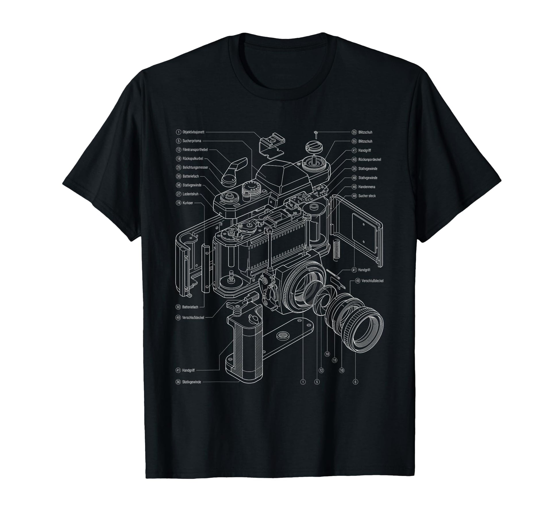 Camera Schematic Film Photography T-Shirt - Graphic Print Men Women - T-Shirt, Sweatshirt, Hoodie
