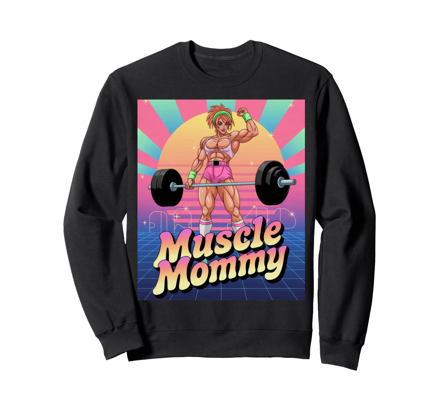 Anime Muscle Mommy Weightlifting Sweatshirt - Minimalist Print for Adults - T-Shirt, Sweatshirt, Hoodie
