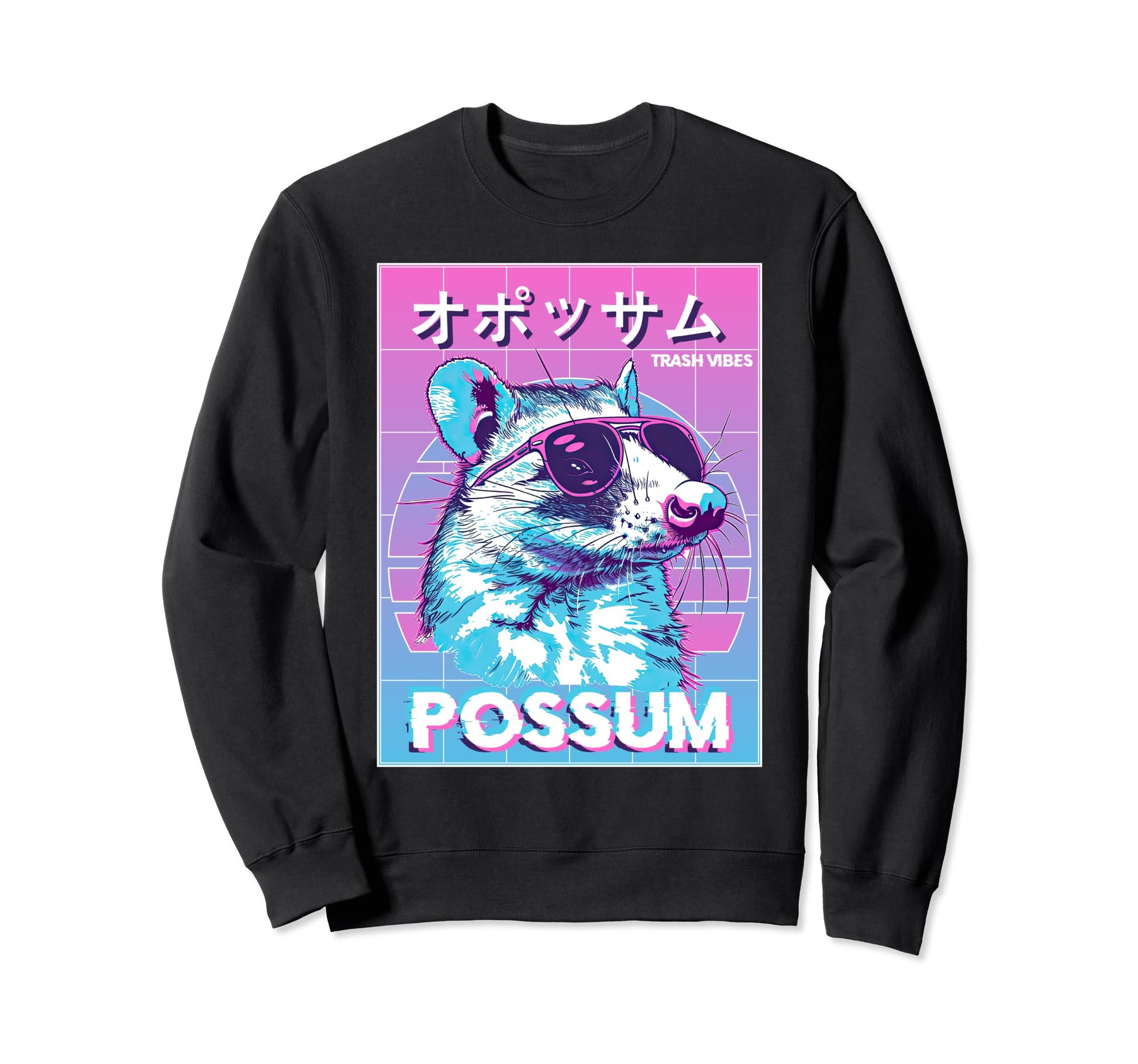 Vaporwave Opossum Funny Possum Sweatshirt - Custom Art Print Men Women - T-Shirt, Sweatshirt, Hoodie