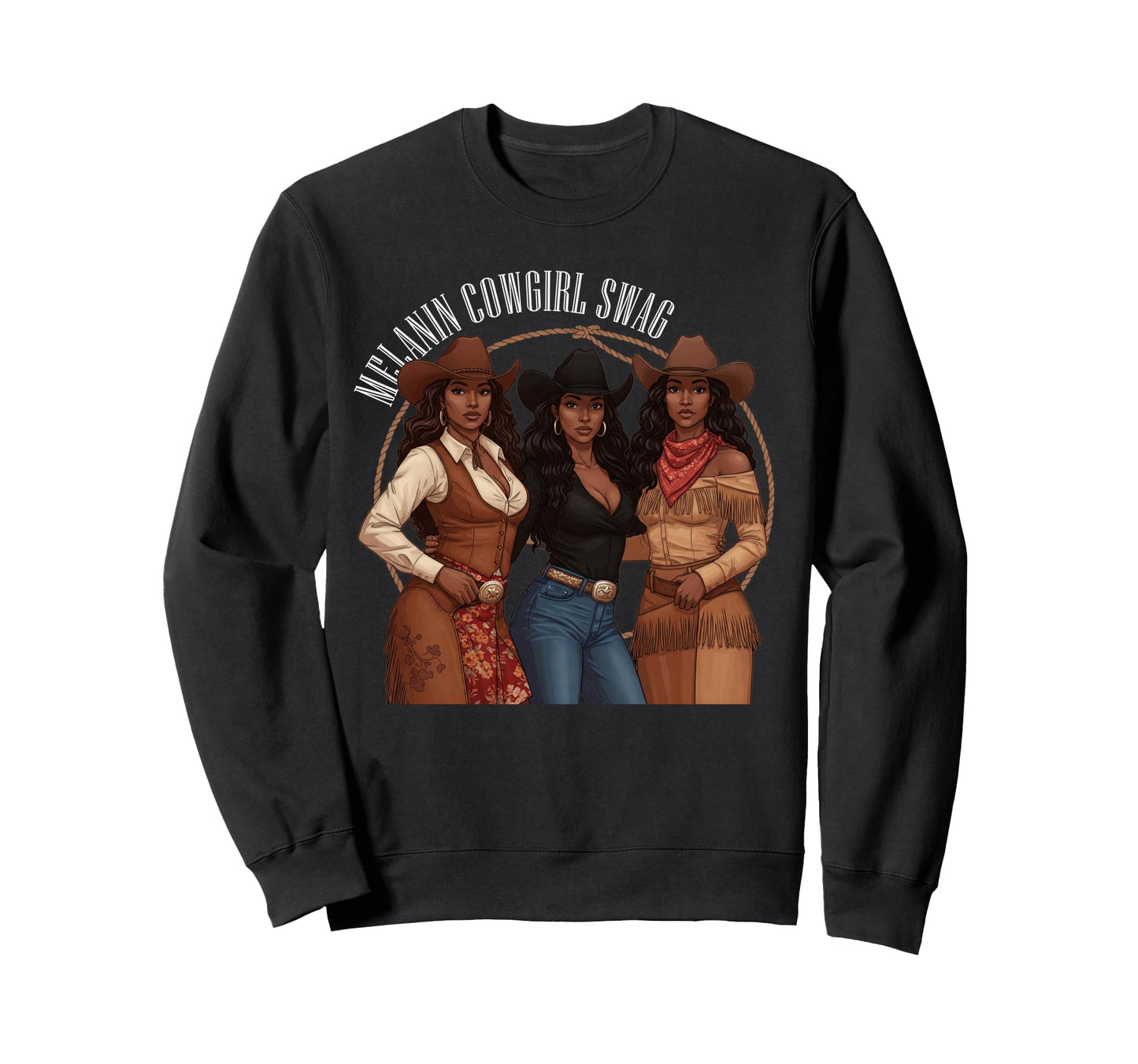 Lets Go Western Country Melanin Sweatshirt - Novelty Apparel Unisex - T-Shirt, Sweatshirt, Hoodie