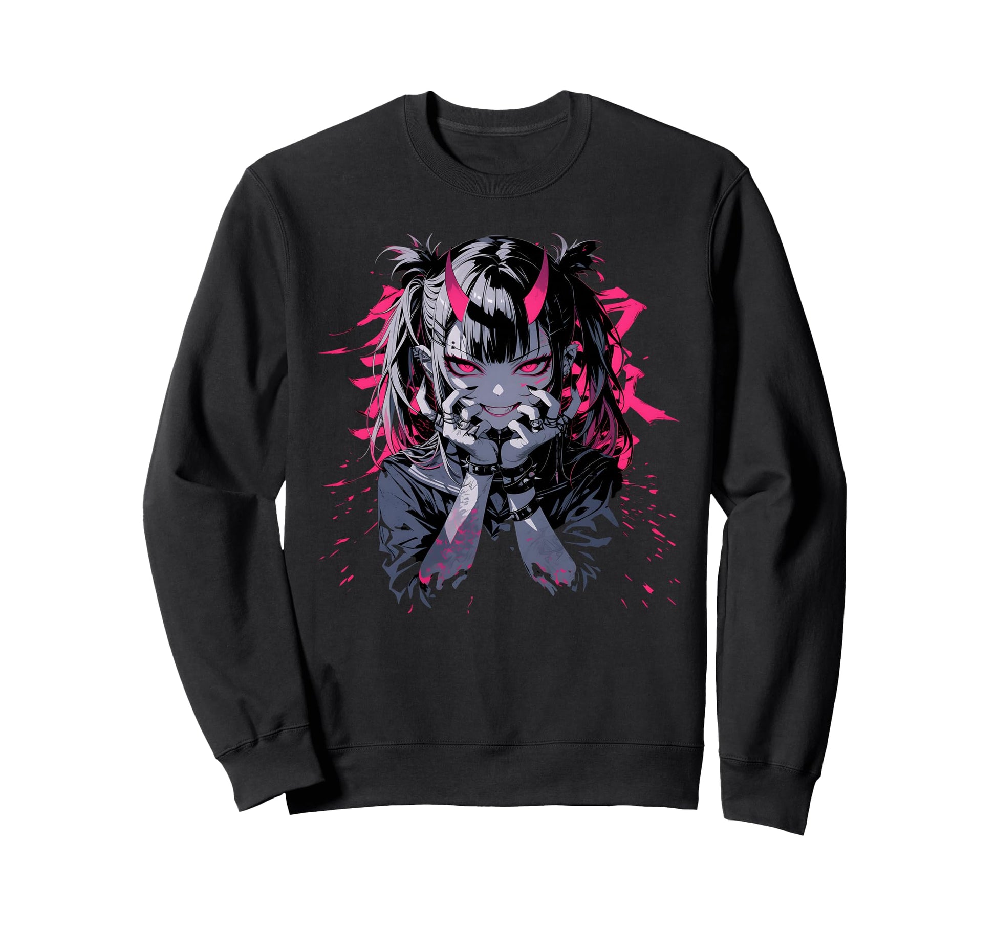 Goth Grunge Demon Anime Waifu Horror Sweatshirt - Aesthetic Graphic Unisex - T-Shirt, Sweatshirt, Hoodie