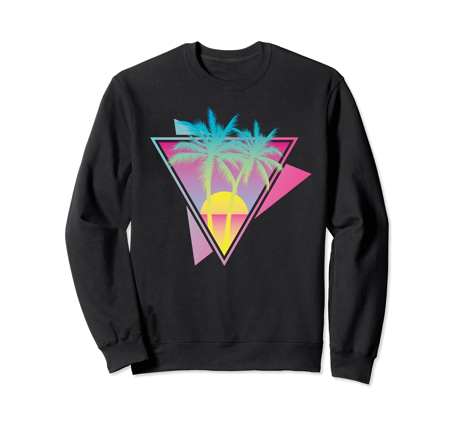Sunset Palm Trees 80S Aesthetic Sweatshirt - Novelty Apparel for Adults - T-Shirt, Sweatshirt, Hoodie