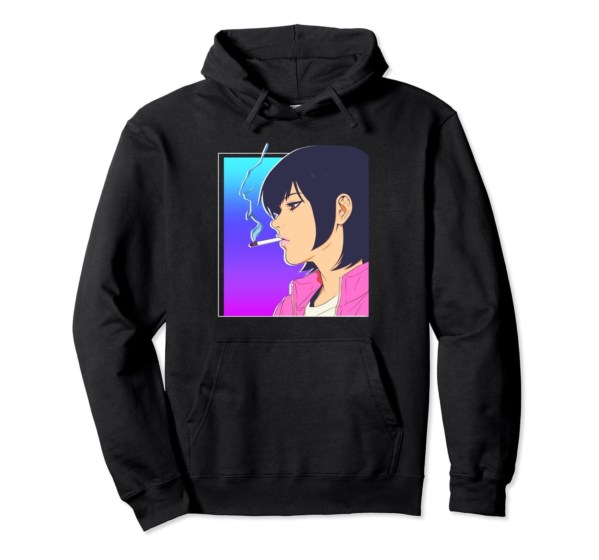 Sad Anime Smoking Lofi Vaporwave Hoodie - Streetwear Style Men Women - T-Shirt, Sweatshirt, Hoodie