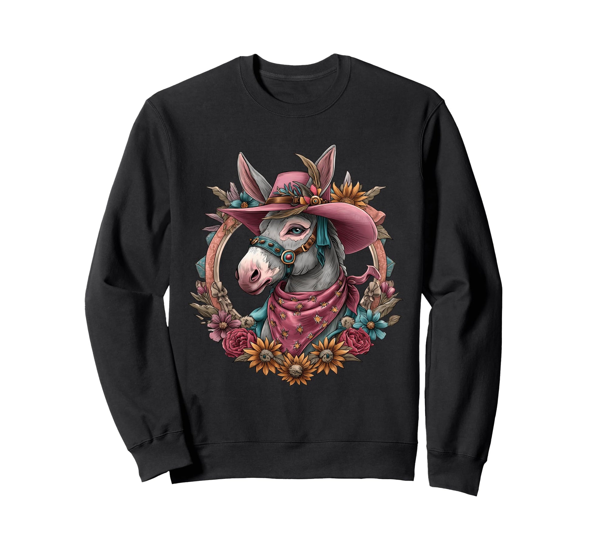 Country Cowboy Donkey Rodeo Sweatshirt - Custom Art Print for Adults - T-Shirt, Sweatshirt, Hoodie