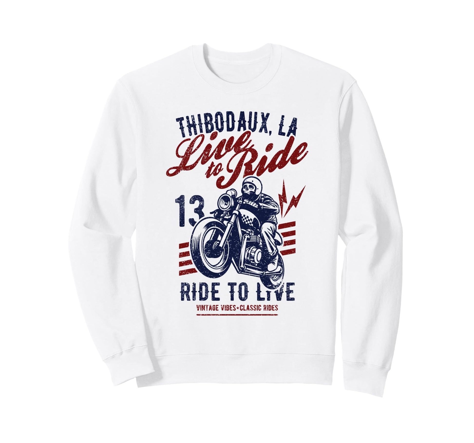 Thibodaux Louisiana Motorcycle Skull Sweatshirt - Trendy Graphic Men Women - T-Shirt, Sweatshirt, Hoodie