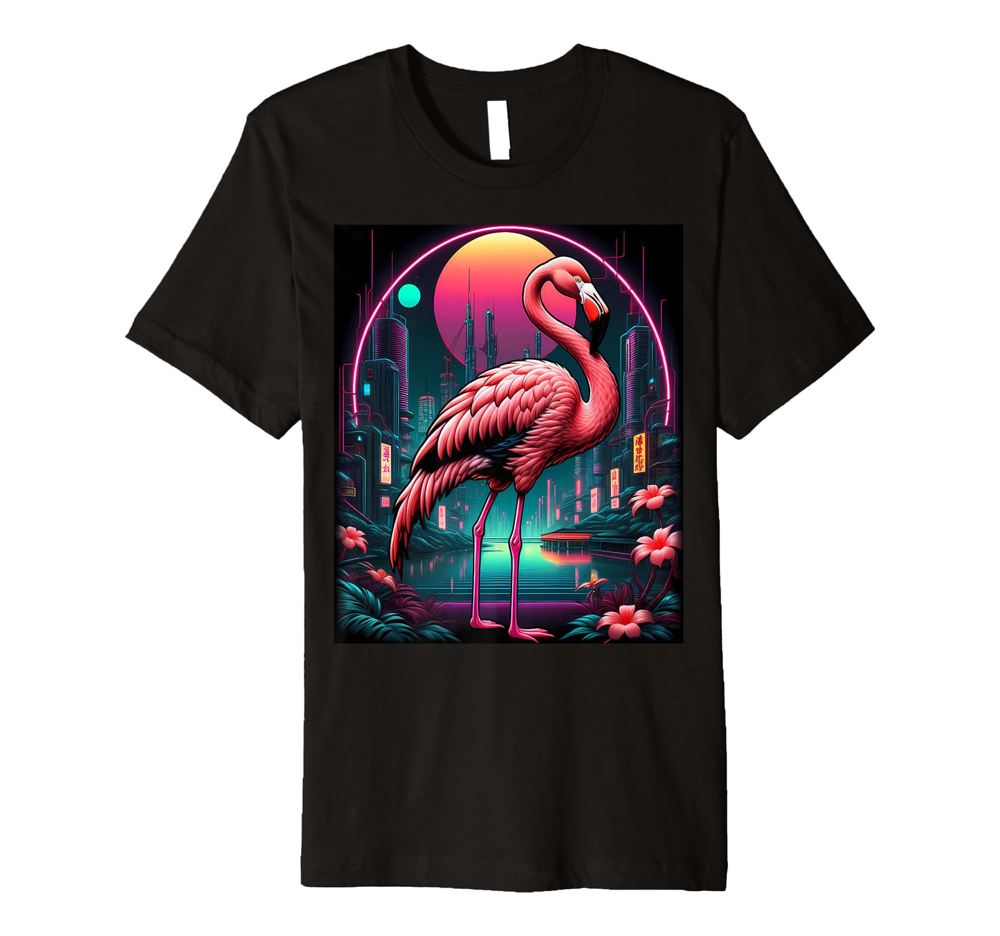 Vaporwave Flamingo 80S Synthwave T-Shirt - Graphic Print Men Women - T-Shirt, Sweatshirt, Hoodie