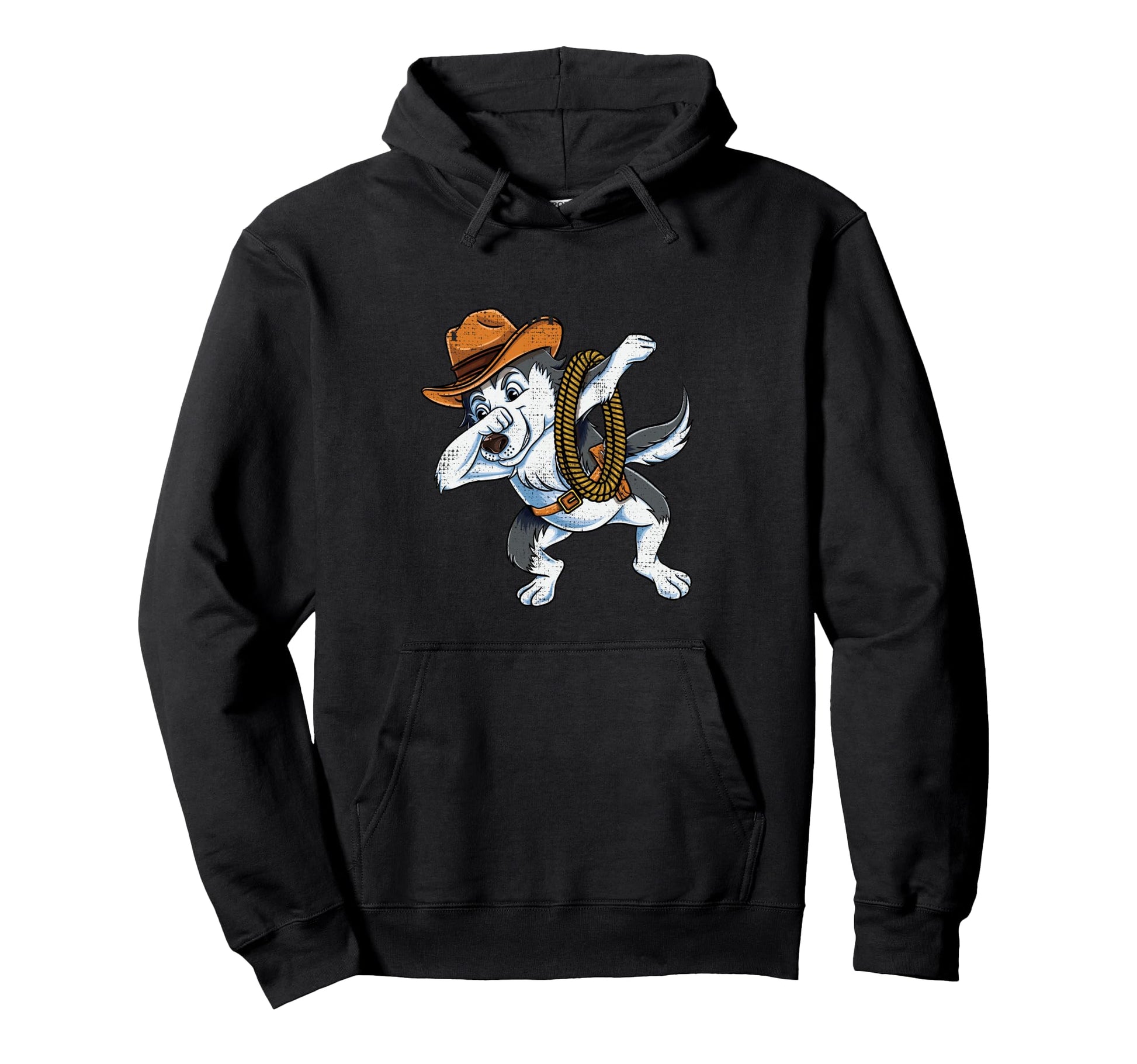 Dabbing Cowboy Husky Hoodie - Unique Graphic Unisex - T-Shirt, Sweatshirt, Hoodie