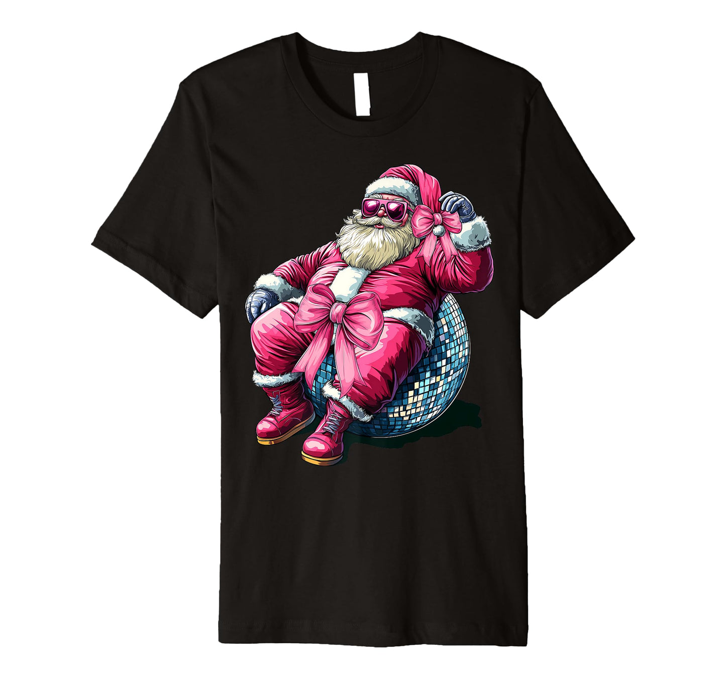 Coquette Bow Santa Santa Claus Disco T-Shirt - Trendy Graphic for Adults - T-Shirt, Sweatshirt, Hoodie