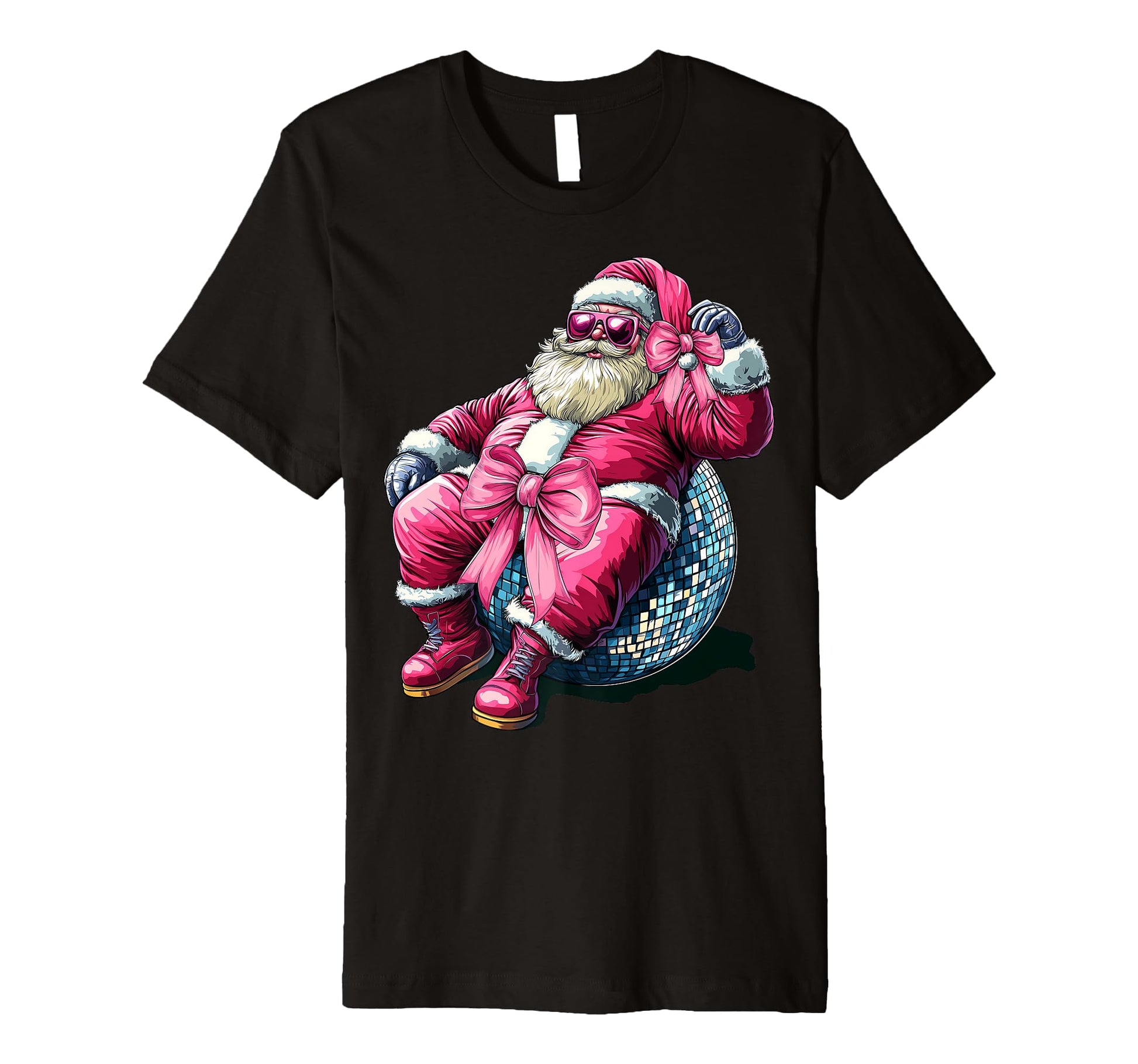 Coquette Bow Santa Santa Claus Disco T-Shirt - Trendy Graphic for Adults - T-Shirt, Sweatshirt, Hoodie
