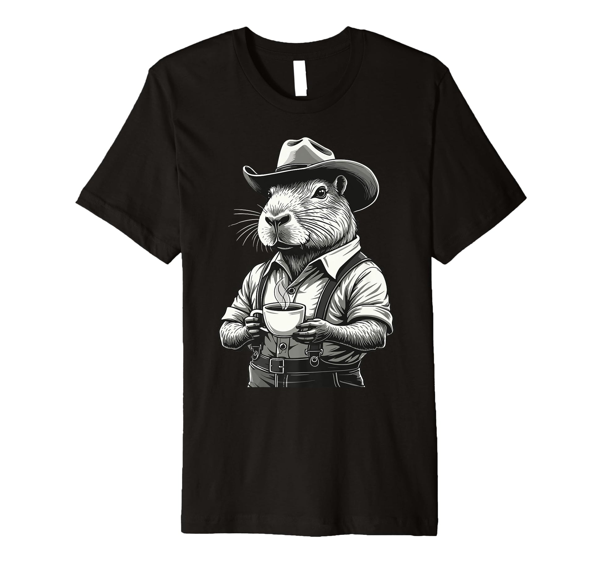 Capybara Coffee Western Rodent T-Shirt - Minimalist Print for Adults - T-Shirt, Sweatshirt, Hoodie