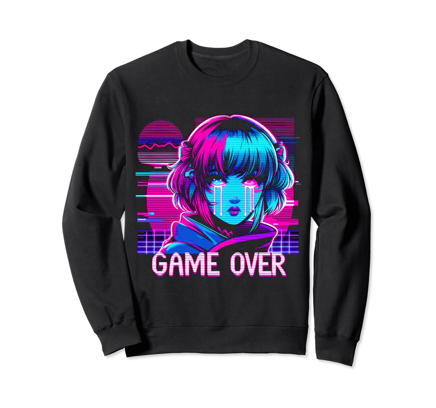 Sad Anime Japanese Vaporwave Aesthetic Sweatshirt - Trendy Graphic Unisex - T-Shirt, Sweatshirt, Hoodie