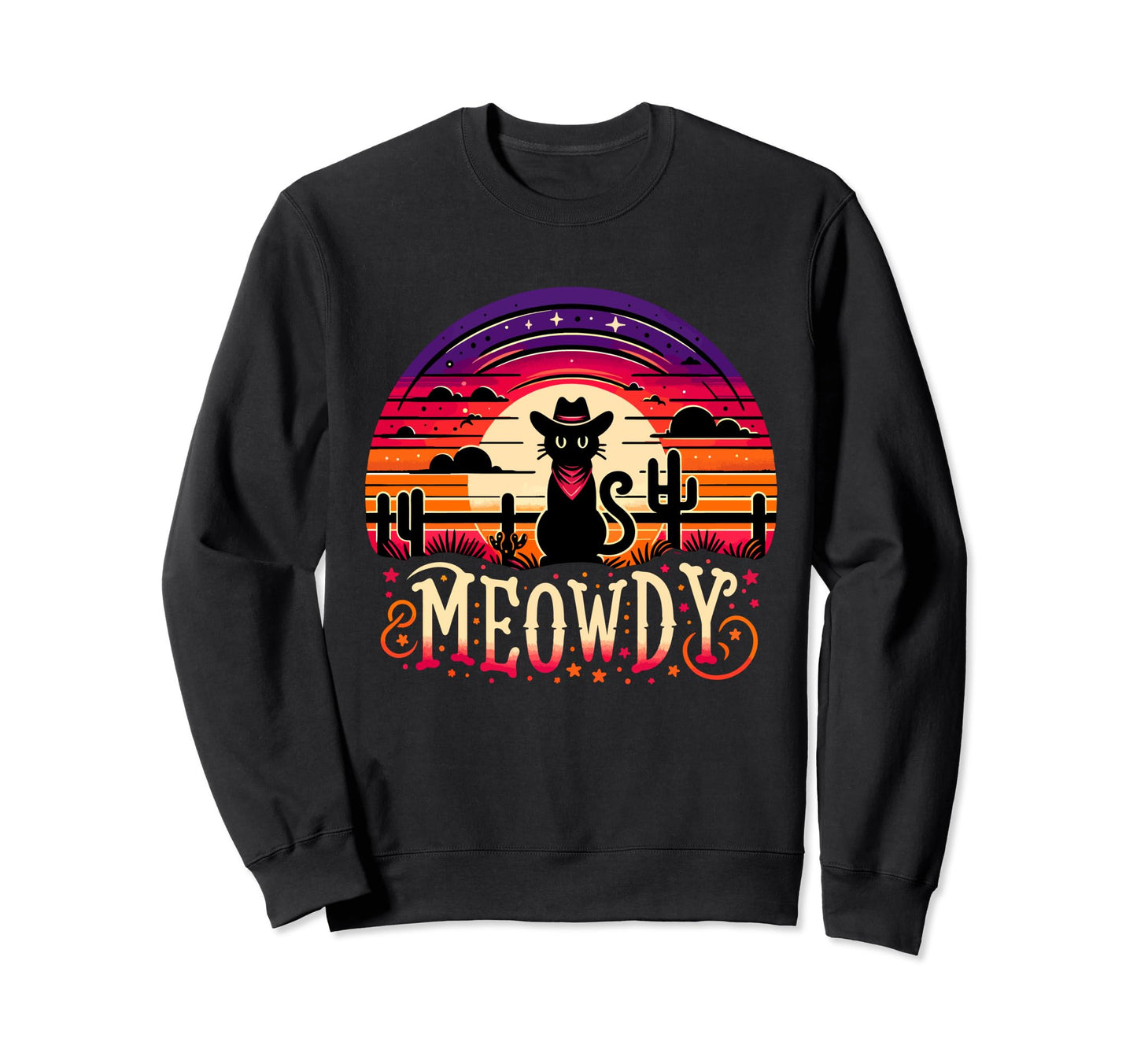 Cat Cowboy Meowdy Cat Mushup Sweatshirt - Fun Novelty Design for Adults - T-Shirt, Sweatshirt, Hoodie