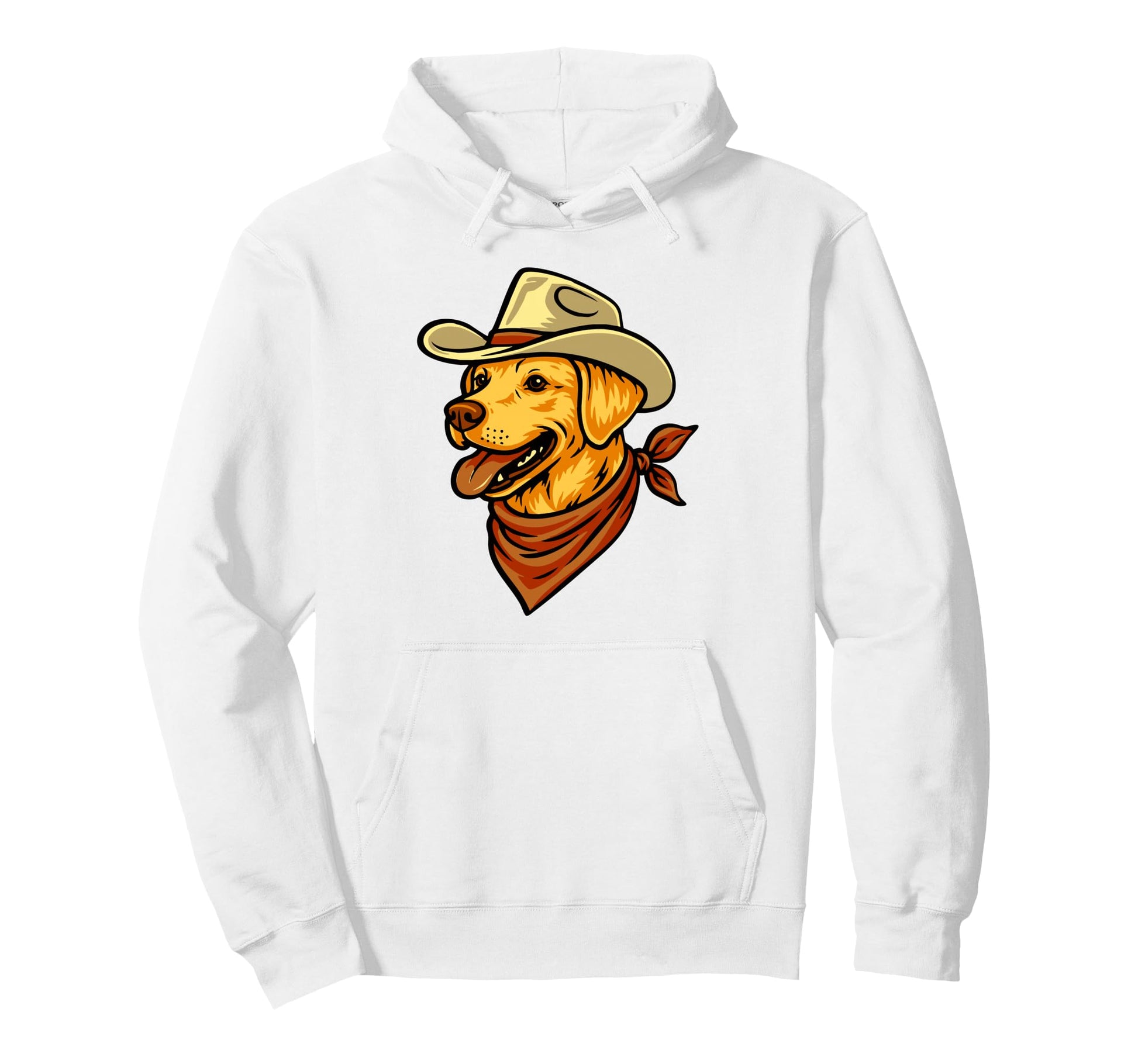 Funny Cowboy Yellow Lab Drawing Hoodie - Streetwear Style for Adults - T-Shirt, Sweatshirt, Hoodie