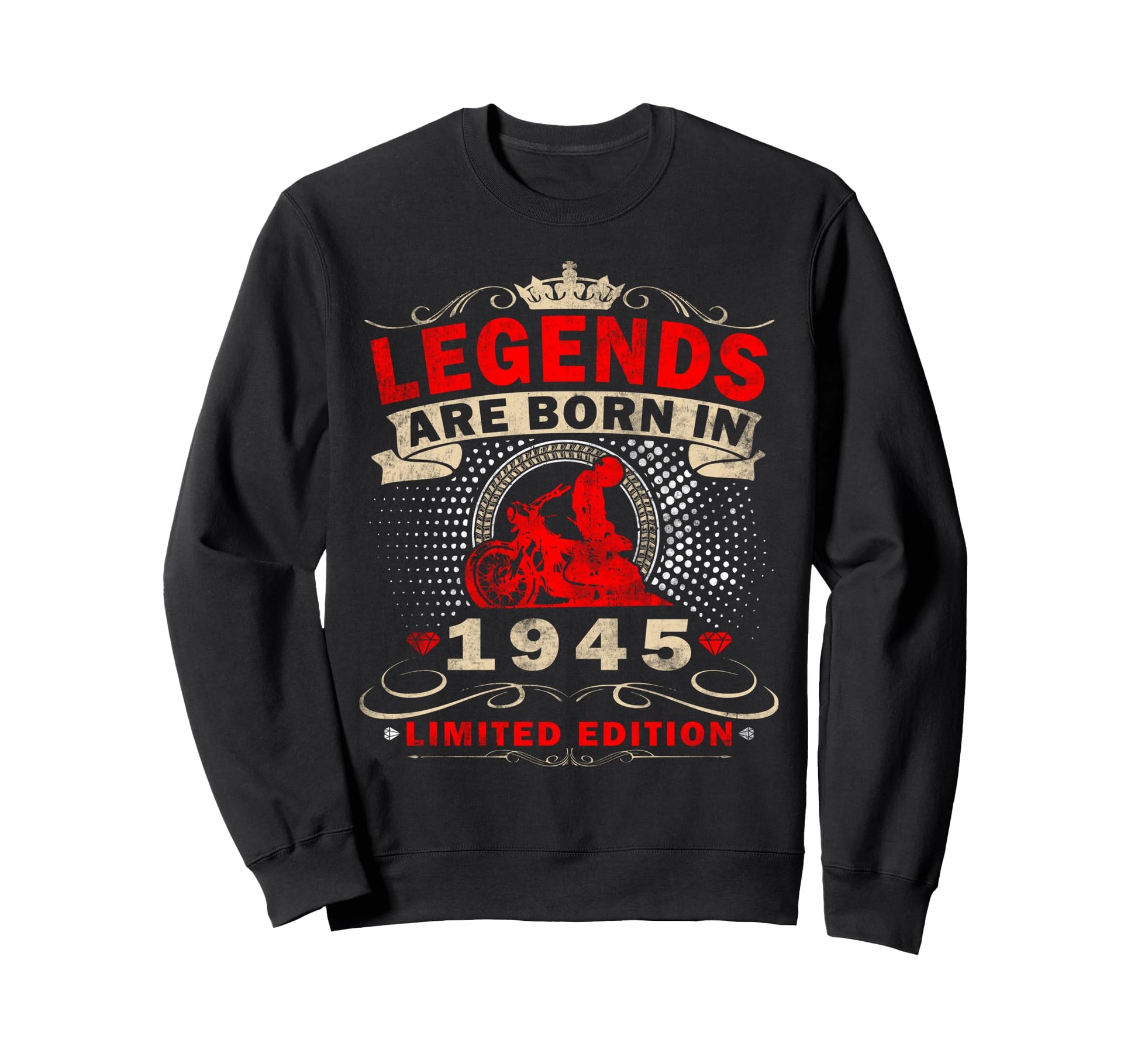 1945 Biker Motorcycle 80 Years Sweatshirt - Minimalist Print Men Women - T-Shirt, Sweatshirt, Hoodie