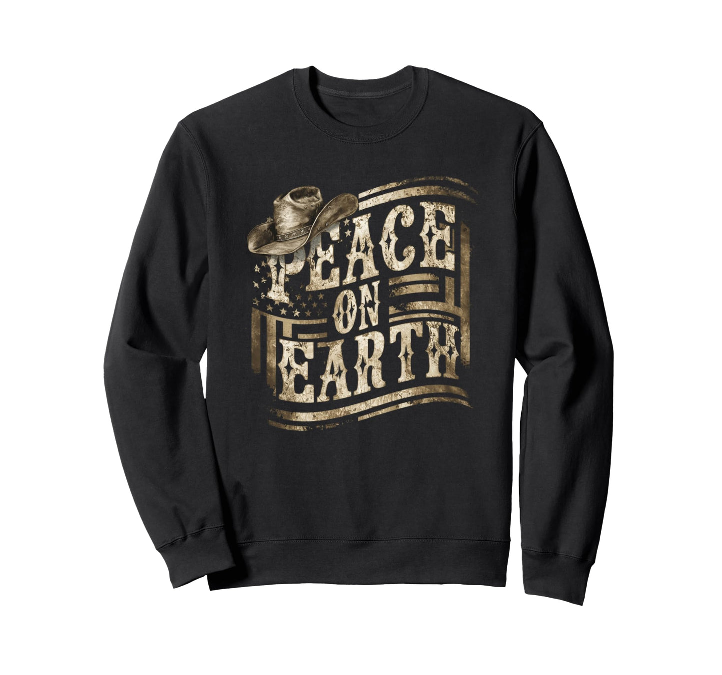 Peace Earth Western Cowboy Hat Sweatshirt - Unique Graphic for Adults - T-Shirt, Sweatshirt, Hoodie