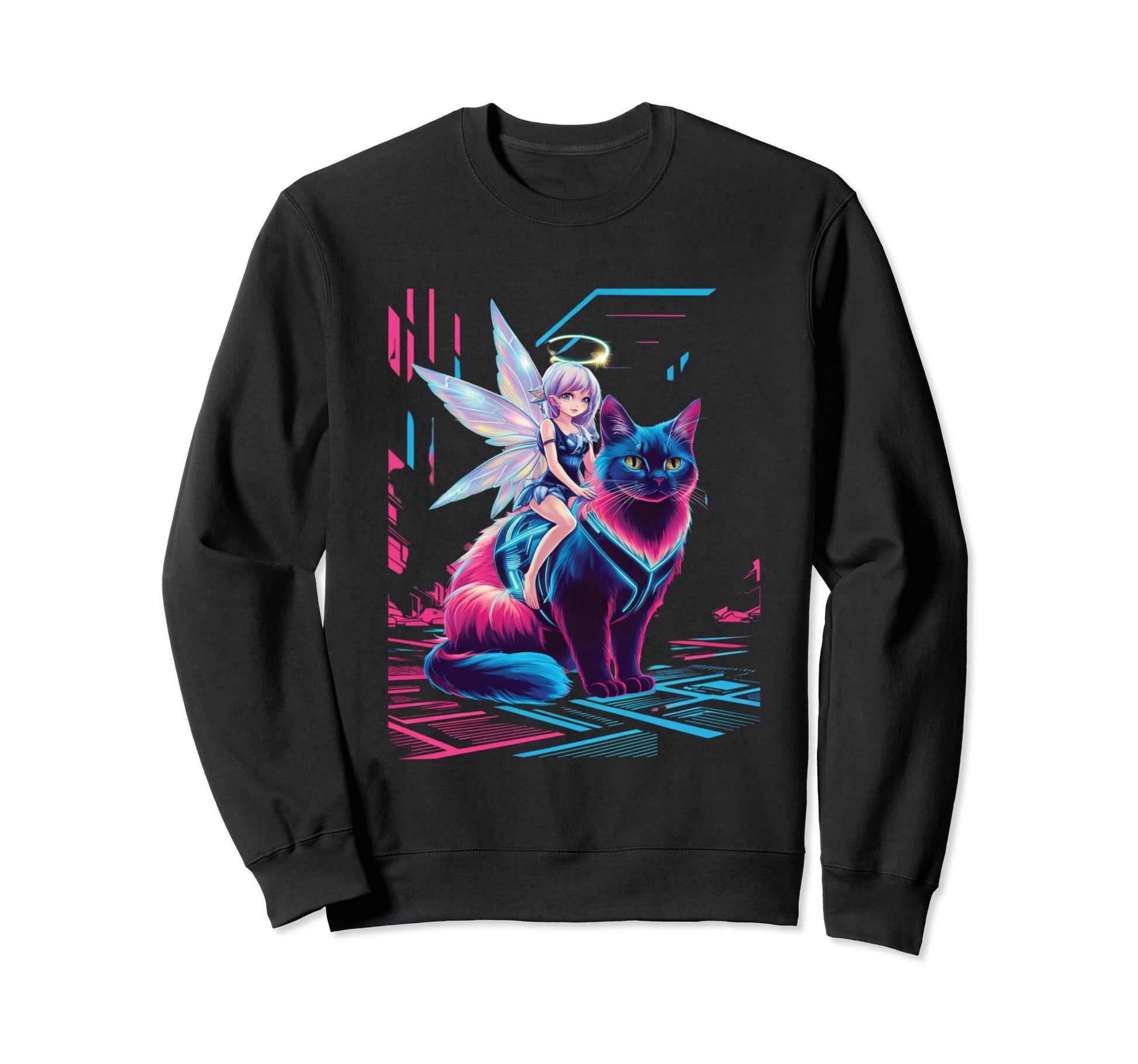 Pastel Cyberpunk Anime Fairy Sweatshirt - Aesthetic Graphic for Adults - T-Shirt, Sweatshirt, Hoodie