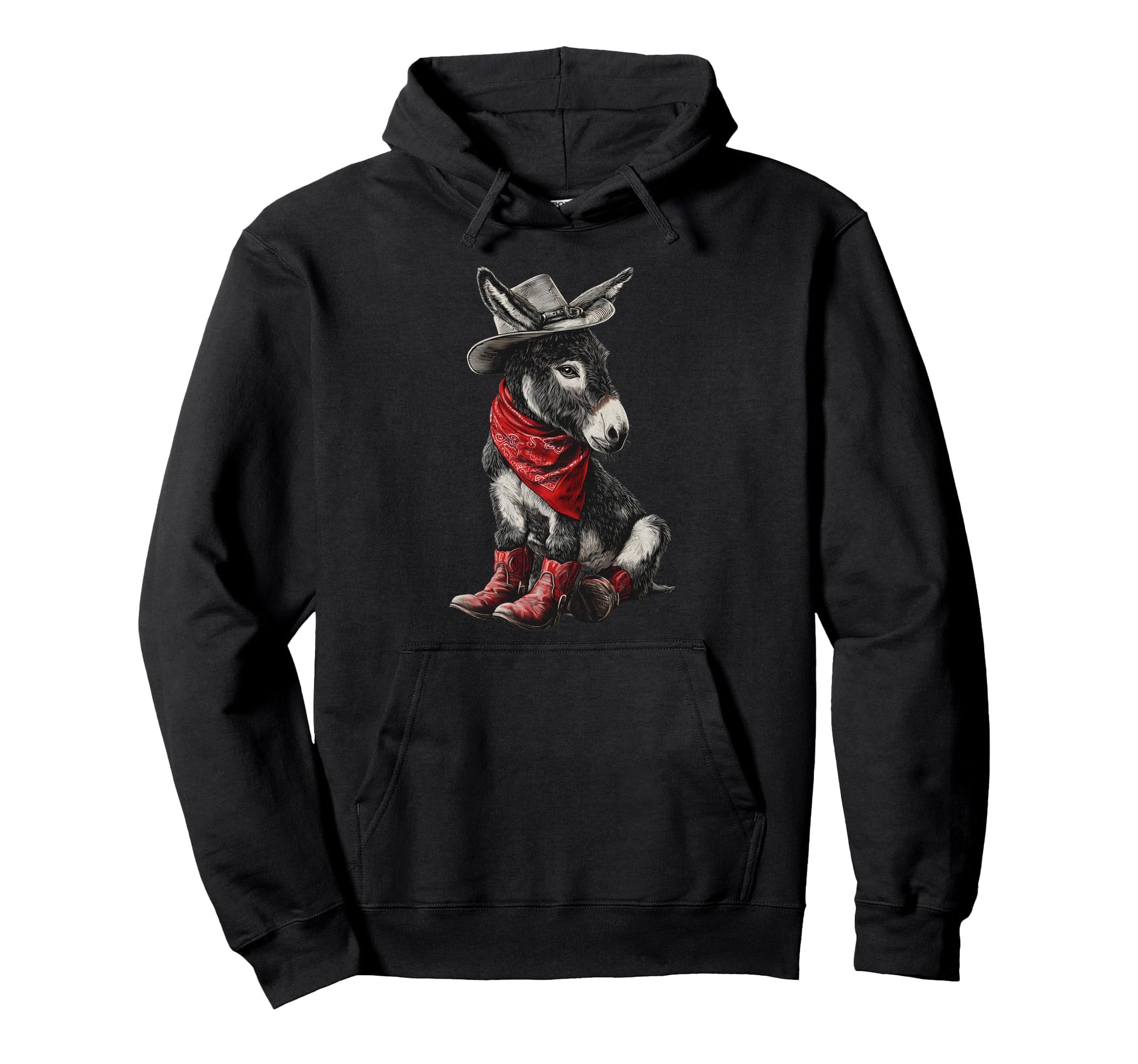 Donkey Cowboy Rodeo Cowgirl Western Hoodie - Fun Novelty Design Unisex - T-Shirt, Sweatshirt, Hoodie