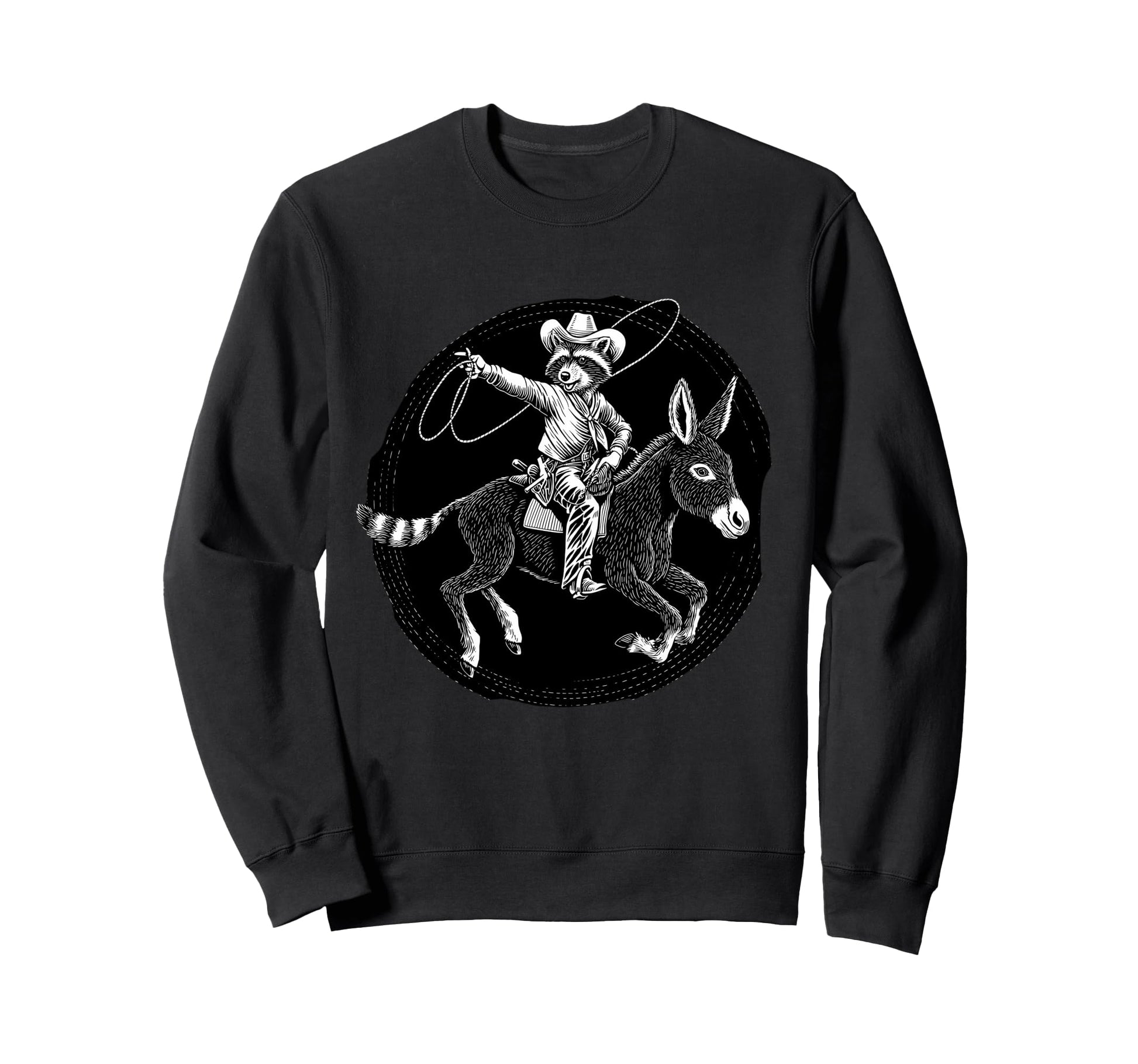 Raccoon Cowboy Rodeo Cowgirl Sweatshirt - Unique Graphic for Adults - T-Shirt, Sweatshirt, Hoodie