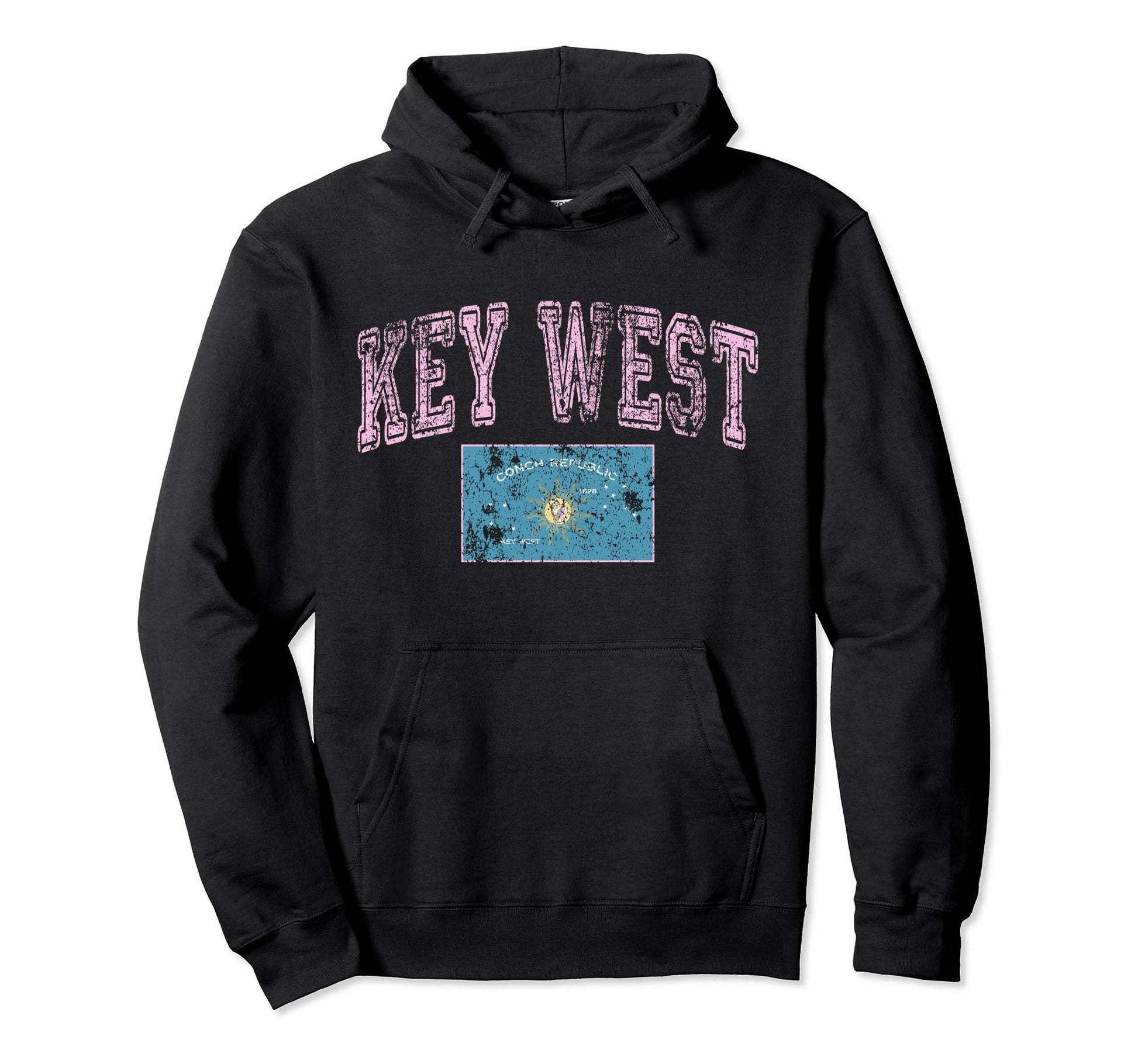 Key West Flag Florida Keys Us City Hoodie - Minimalist Print for Adults - T-Shirt, Sweatshirt, Hoodie
