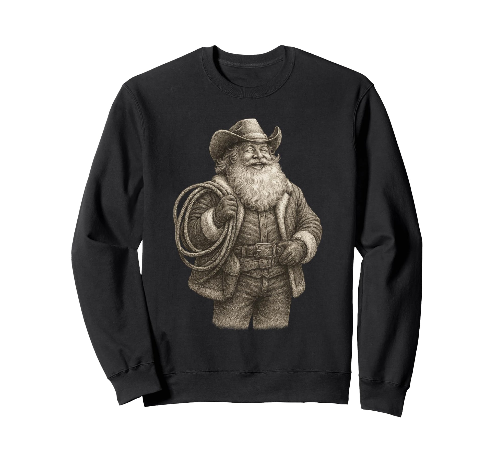 Cowboy Santa Lasso Art Sweatshirt - Aesthetic Graphic for Adults - T-Shirt, Sweatshirt, Hoodie