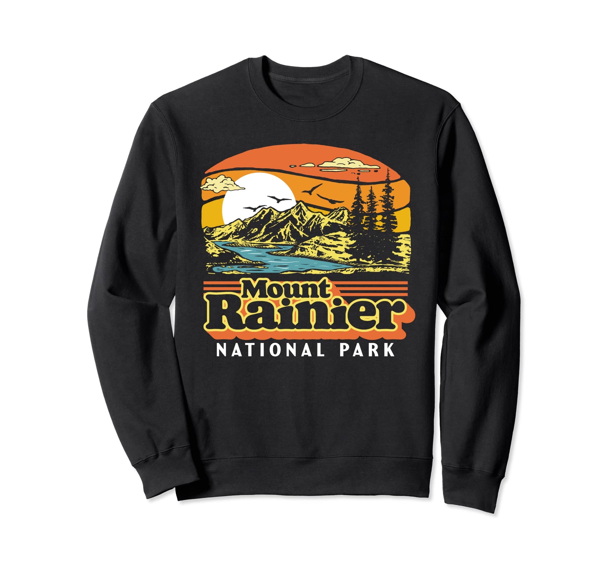 Mount Rainier National Park 80S Sweatshirt - Aesthetic Graphic for Adults - T-Shirt, Sweatshirt, Hoodie