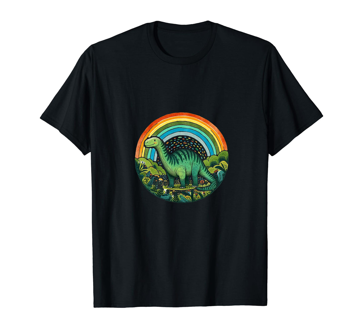 Dinosaur Art Green Rainbow T-Shirt - Trendy Graphic Men Women - T-Shirt, Sweatshirt, Hoodie