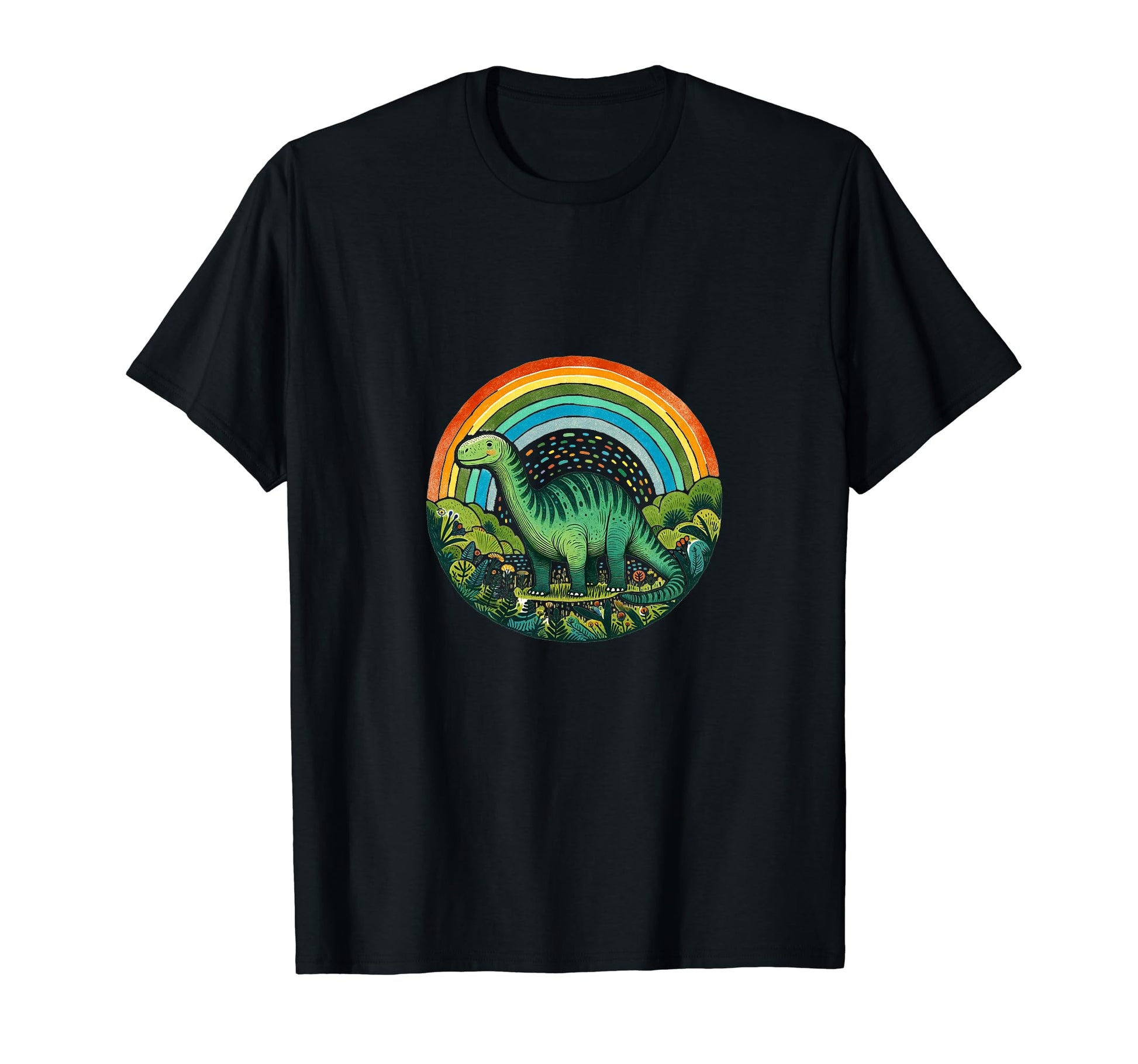 Dinosaur Art Green Rainbow T-Shirt - Trendy Graphic Men Women - T-Shirt, Sweatshirt, Hoodie
