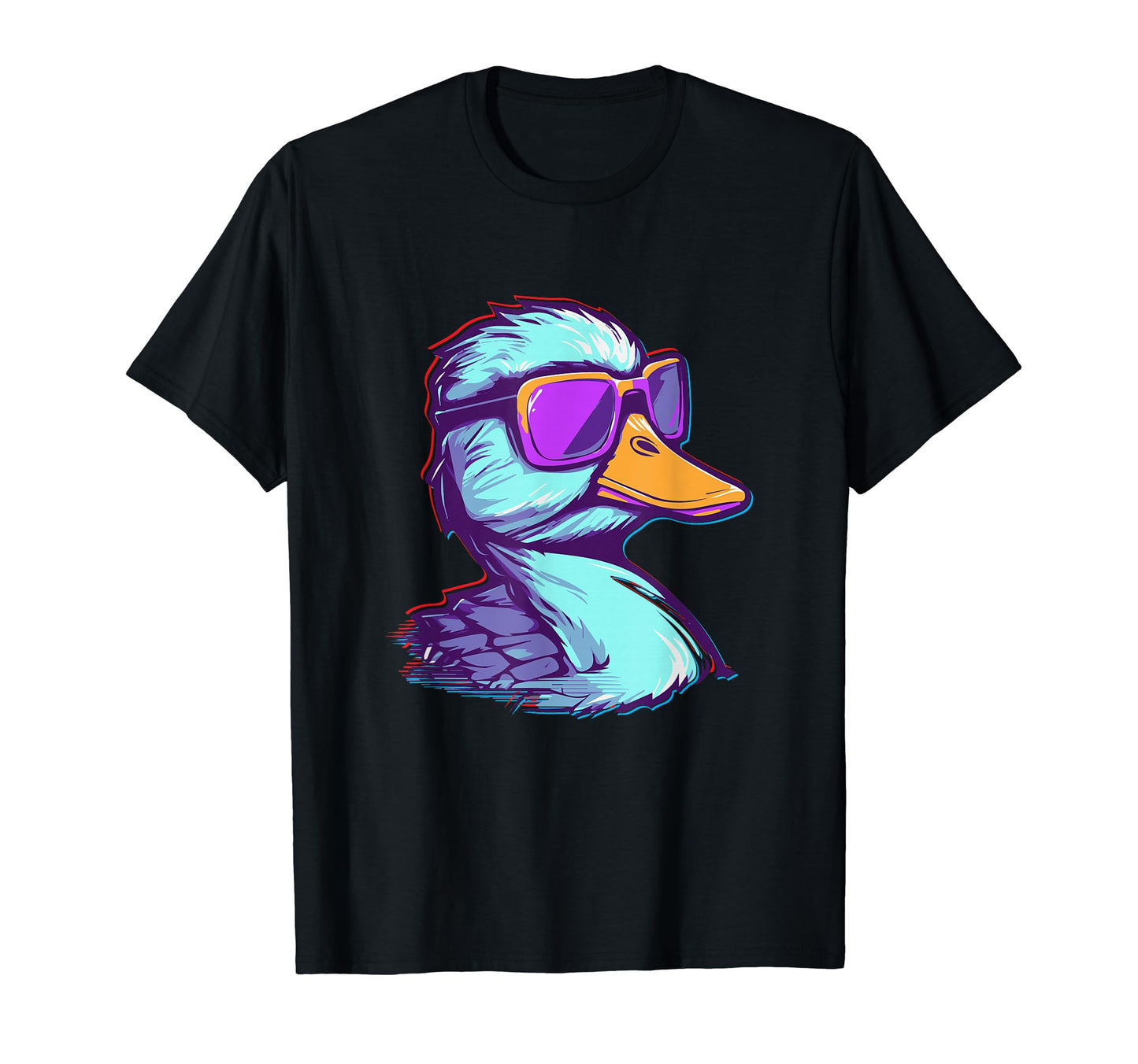 Duck Sunglasses Synthwave Vaporwave T-Shirt - Custom Art Print Unisex - T-Shirt, Sweatshirt, Hoodie